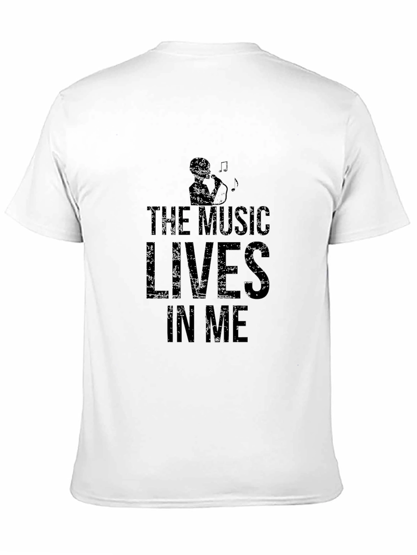 The Music Lives In Me Black Graphic T-Shirt