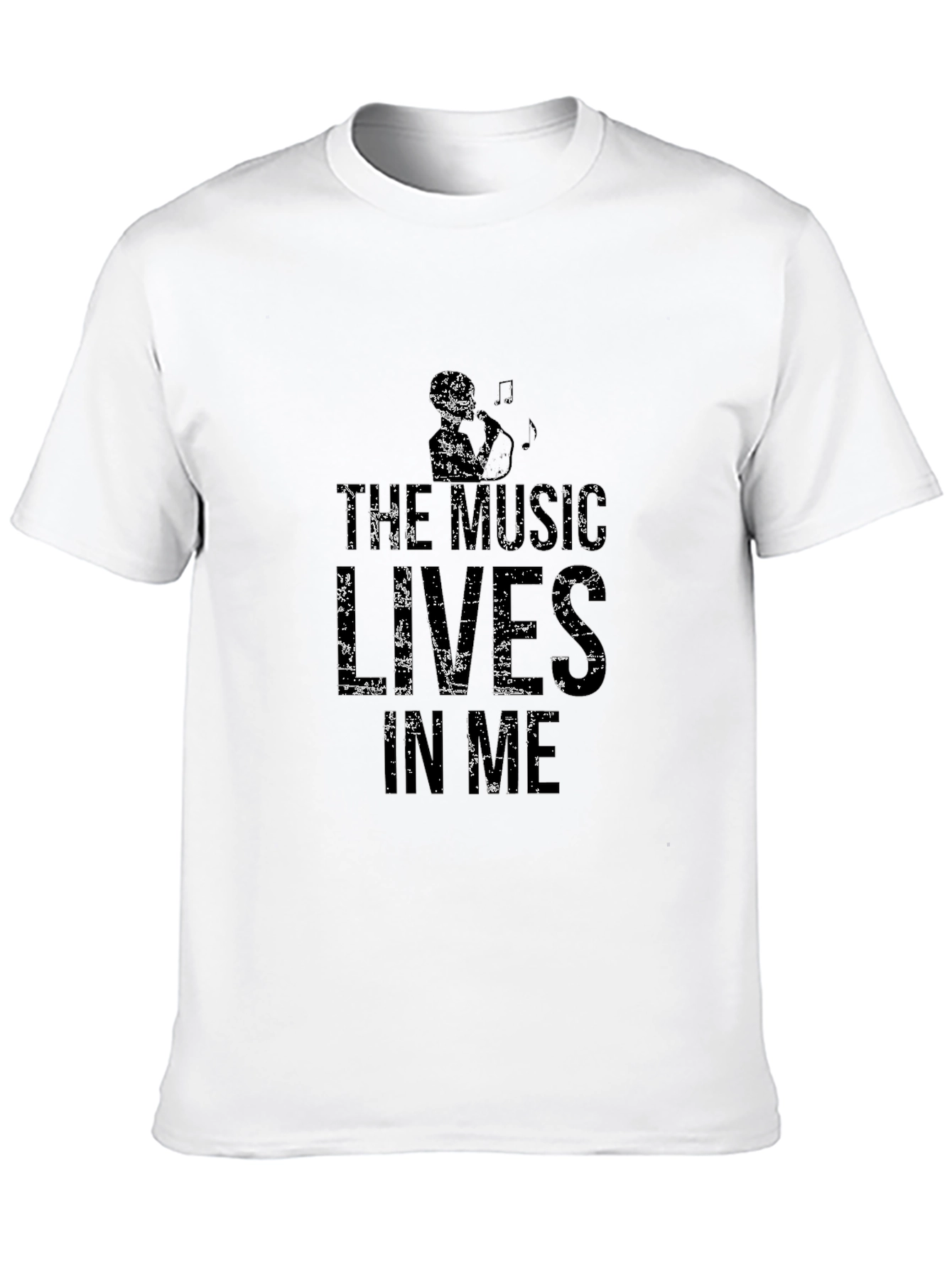 The Music Lives In Me Black Graphic T-Shirt
