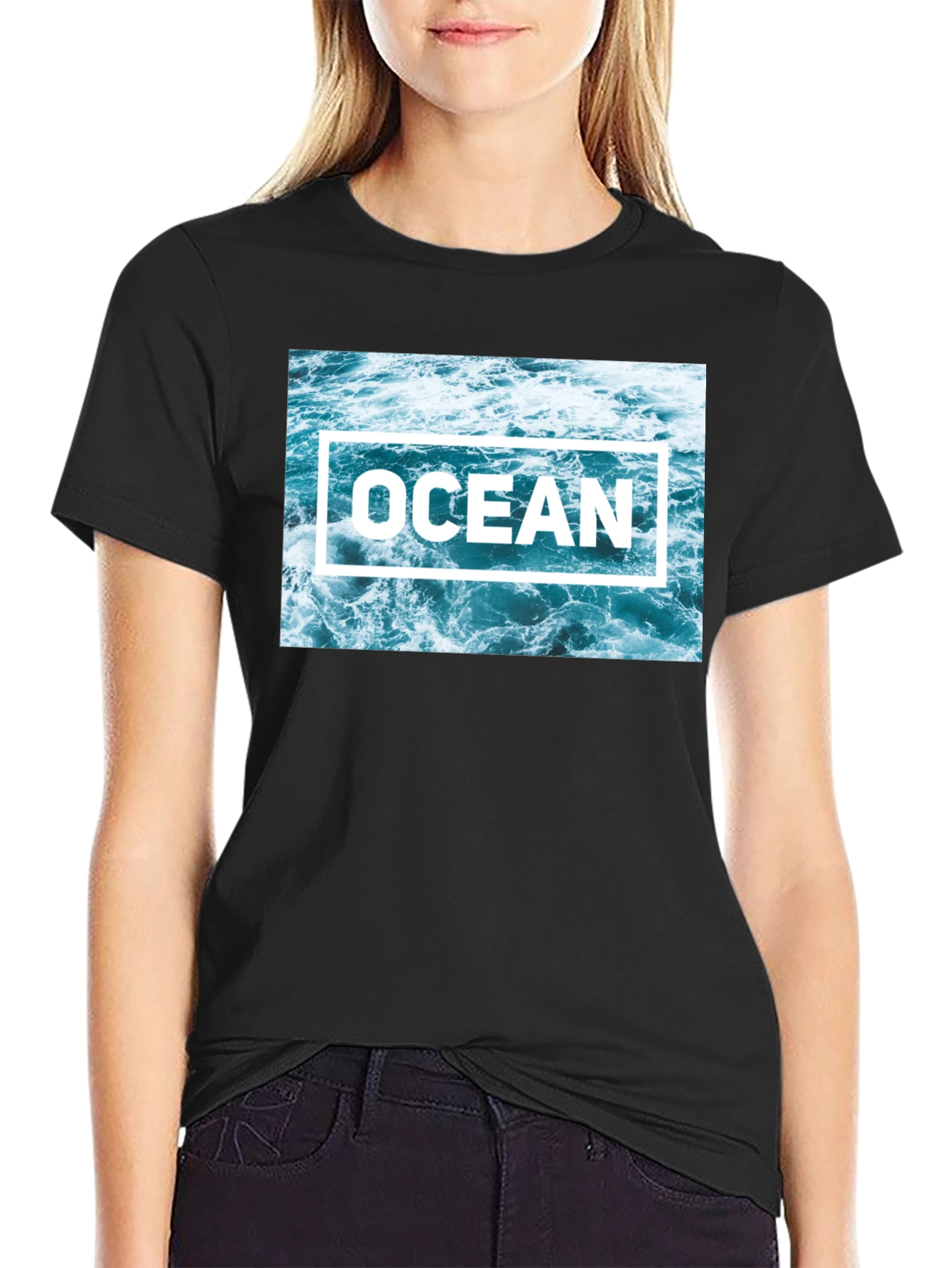 Ocean Waves Graphic Tee - Black