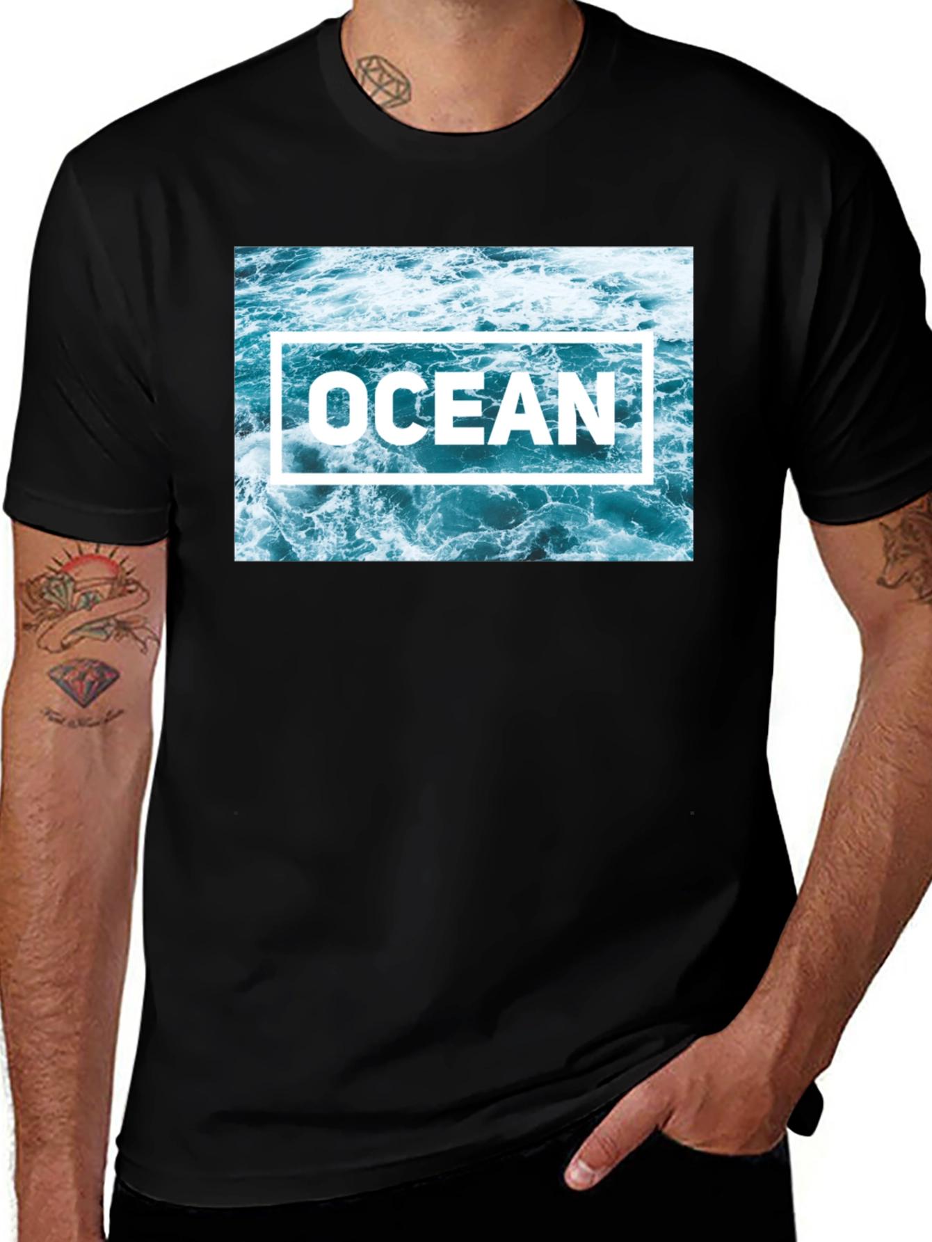 Ocean Waves Graphic Tee - Black