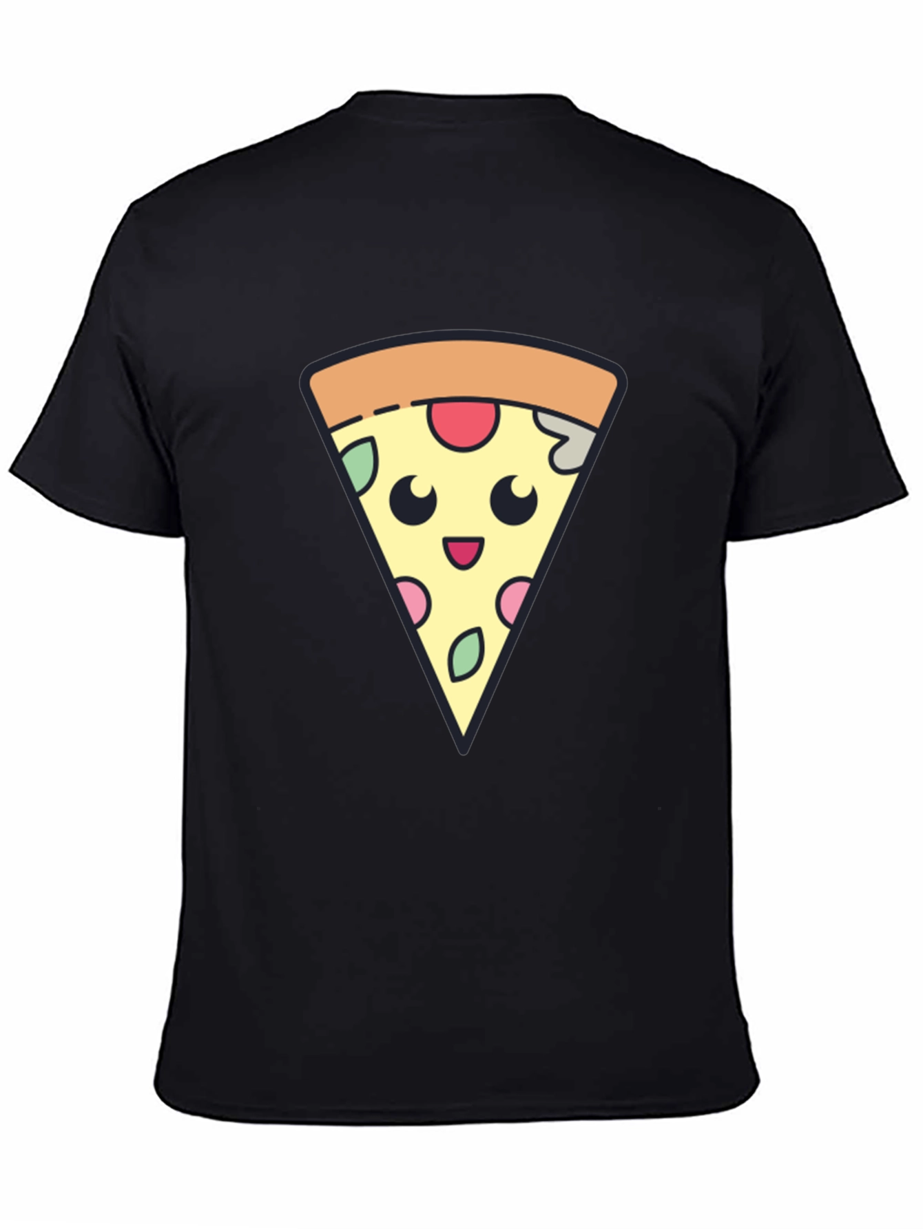 Cute Pizza Slice Graphic Tee - Black T-Shirt