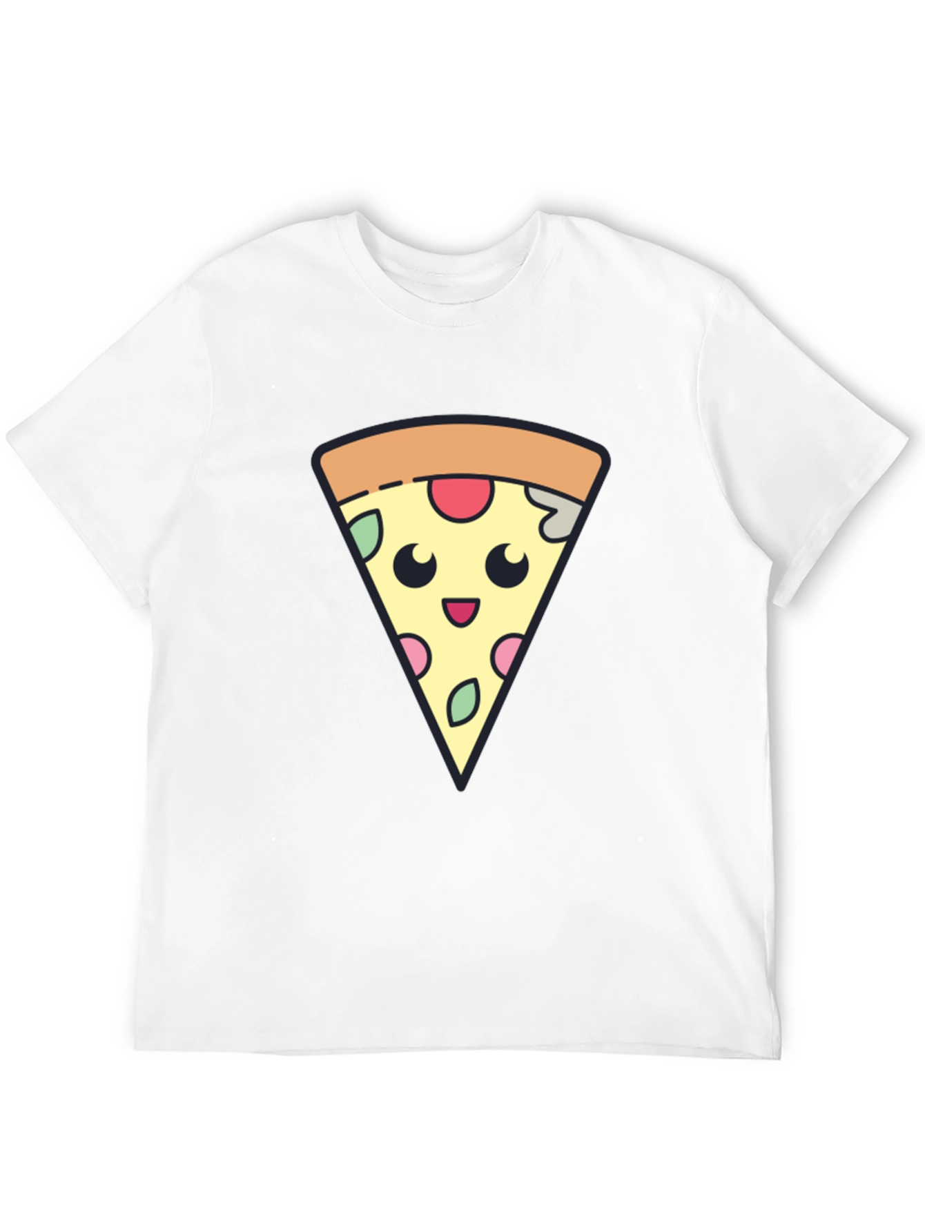Cute Pizza Slice Graphic Tee - Black T-Shirt