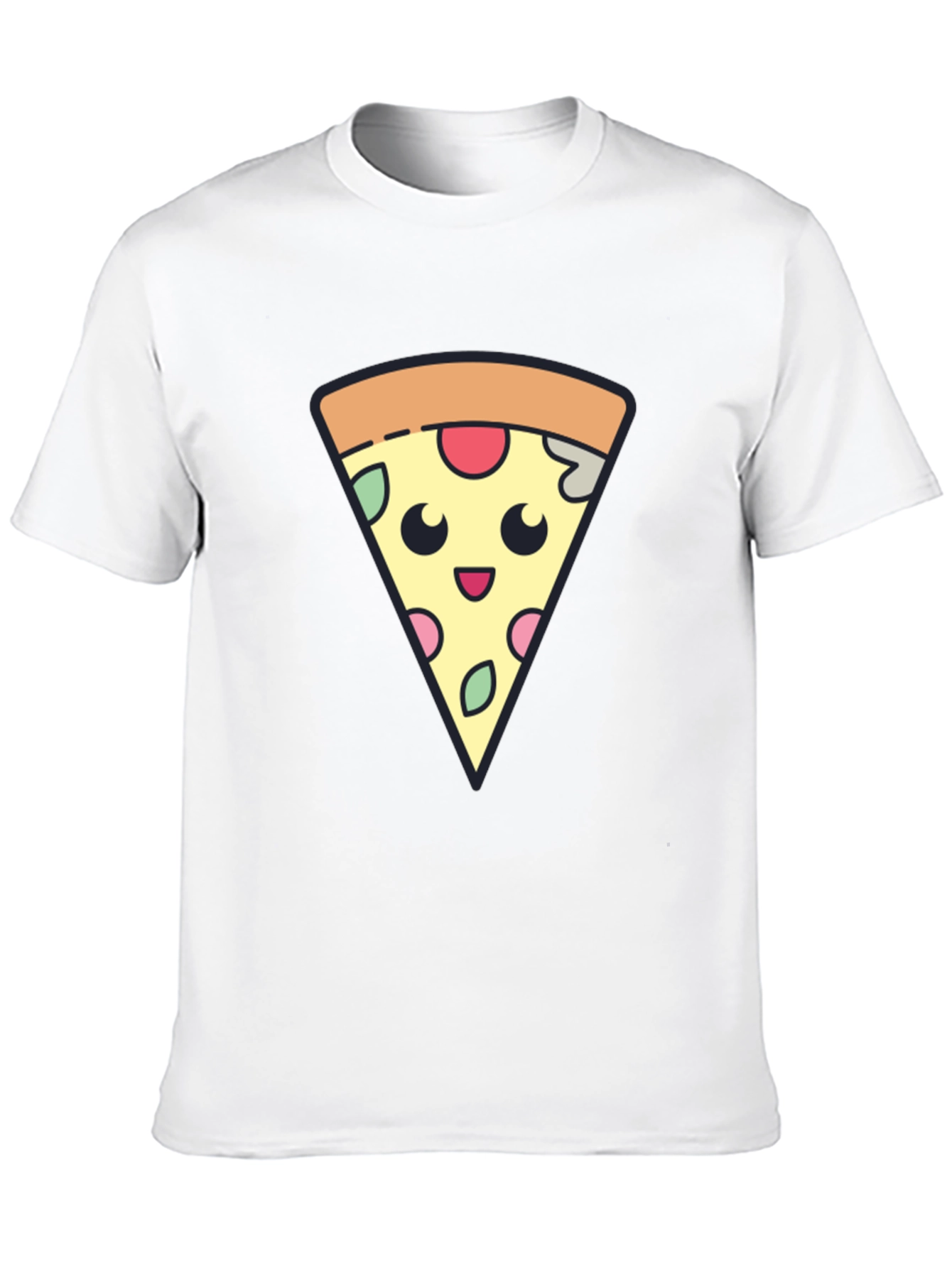 Cute Pizza Slice Graphic Tee - Black T-Shirt