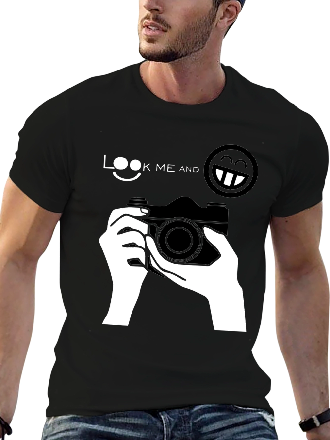 Look Me And Smile Black T-Shirt