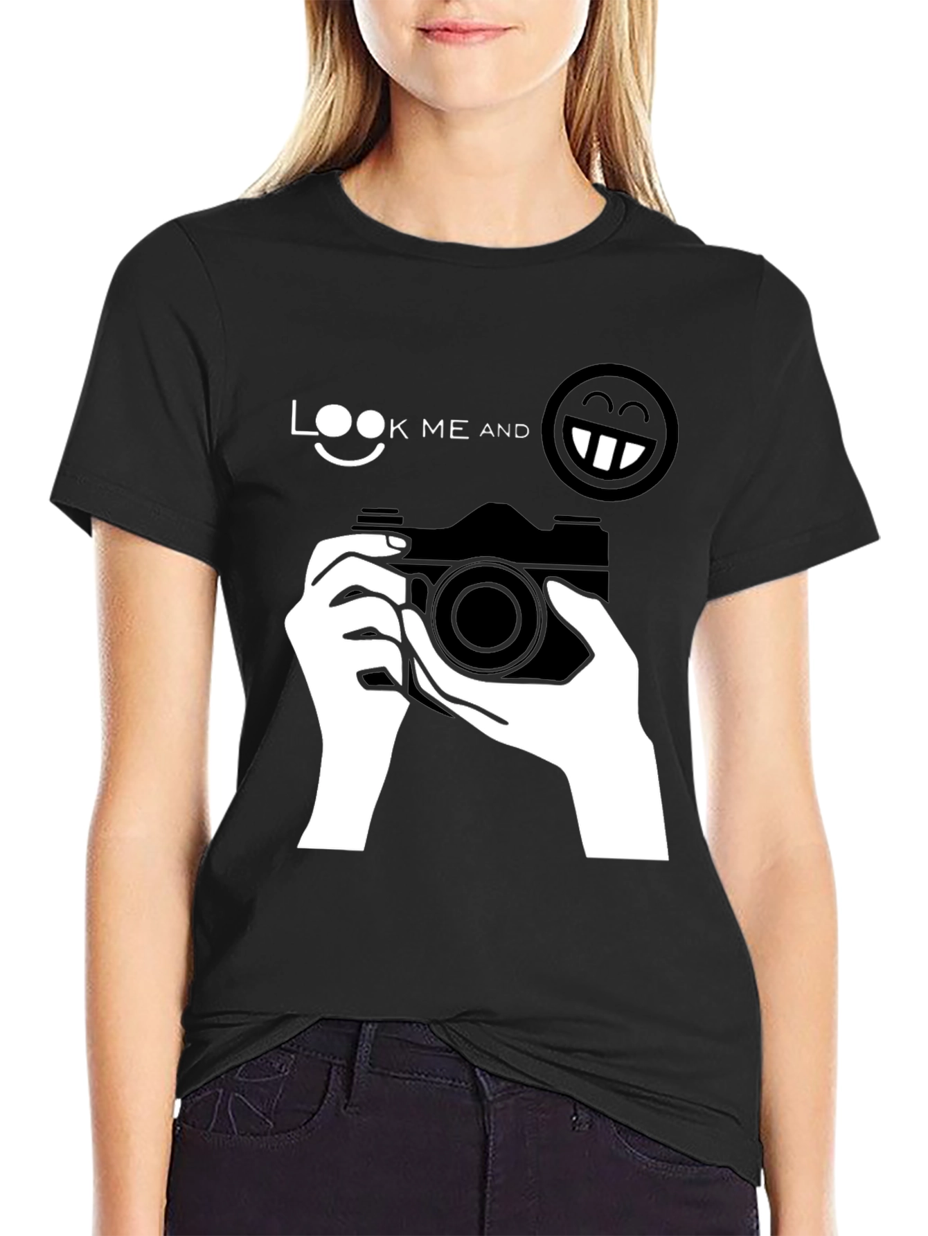 Look Me And Smile Black T-Shirt