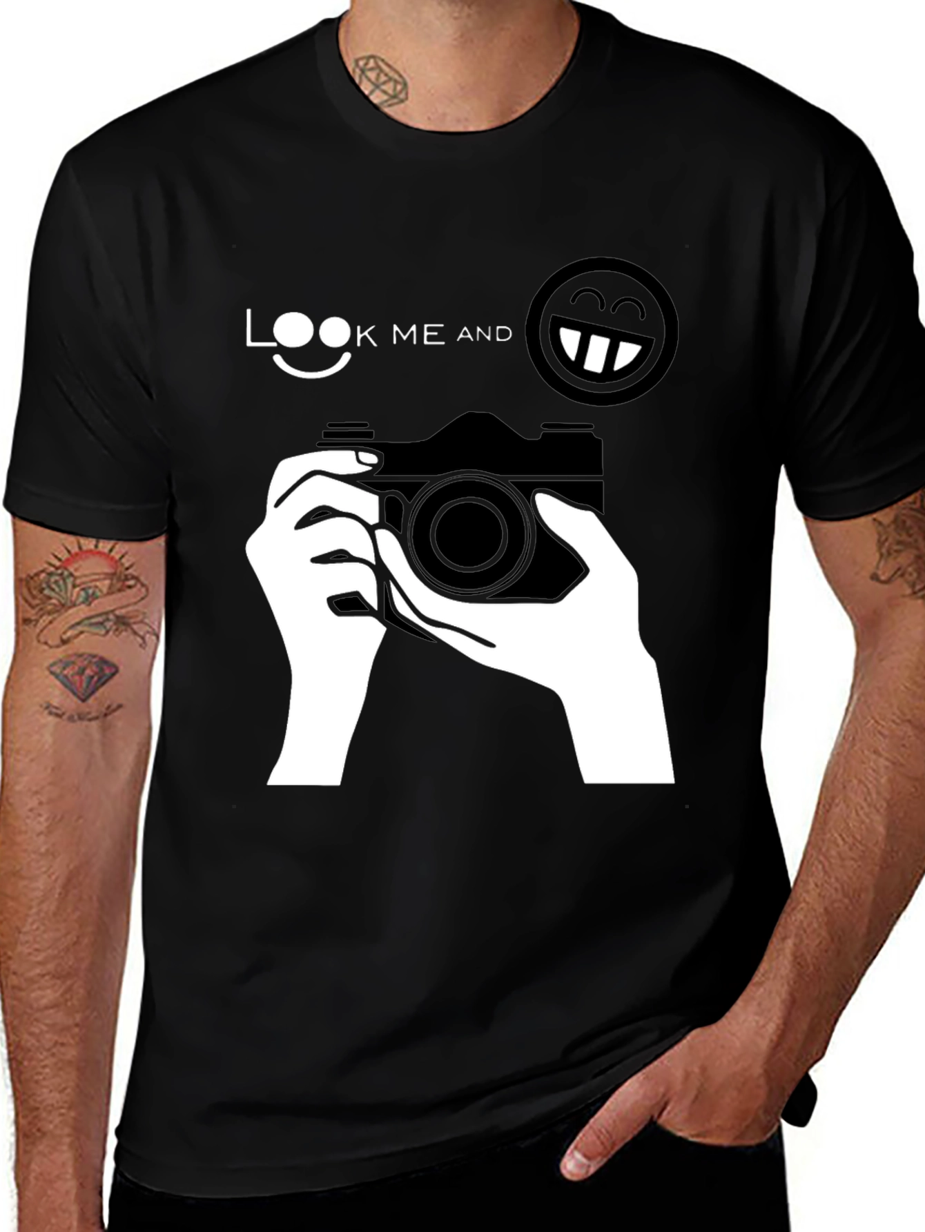 Look Me And Smile Black T-Shirt