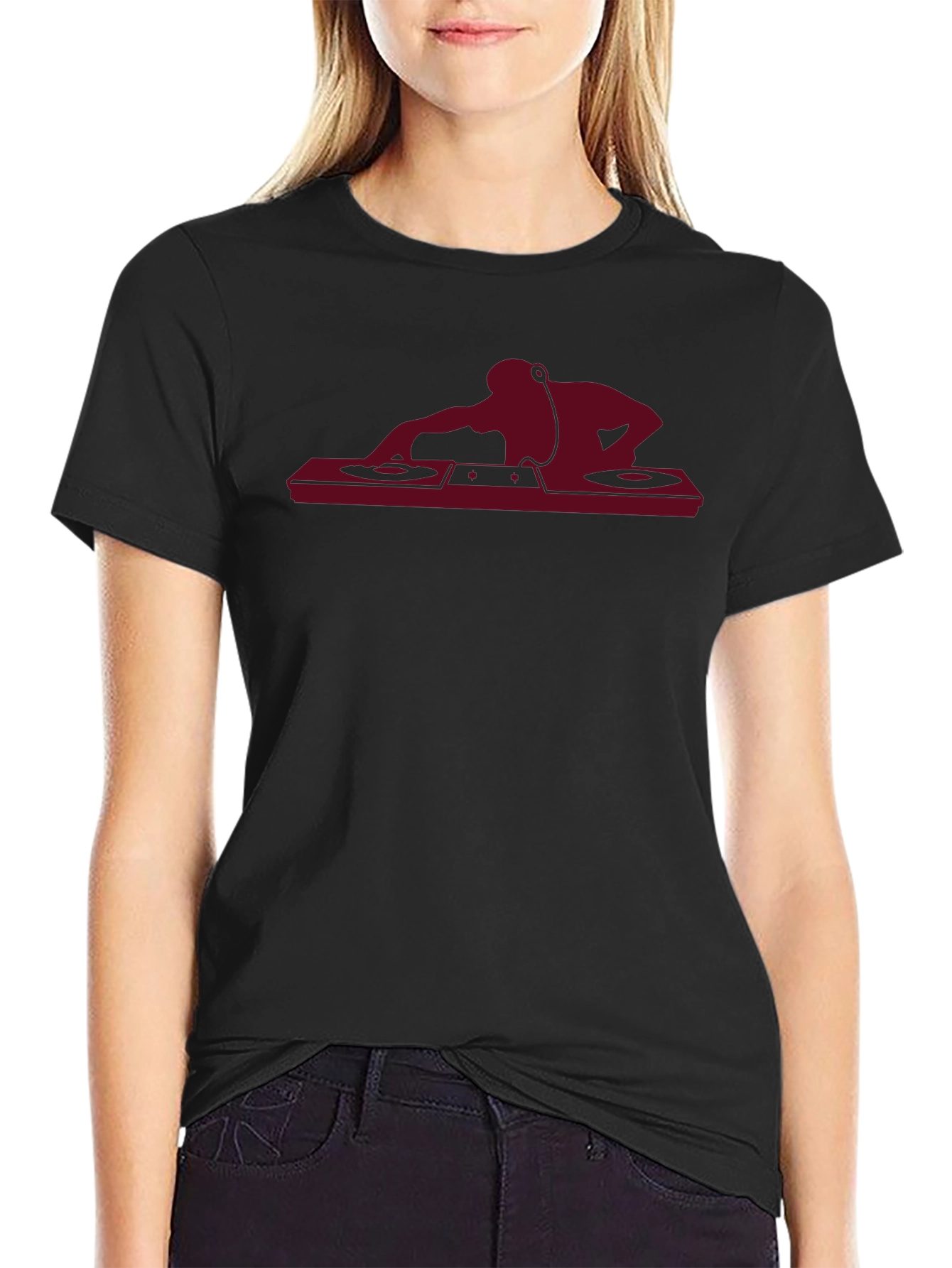 DJ Silhouette Graphic Tee - Black Cotton T-Shirt