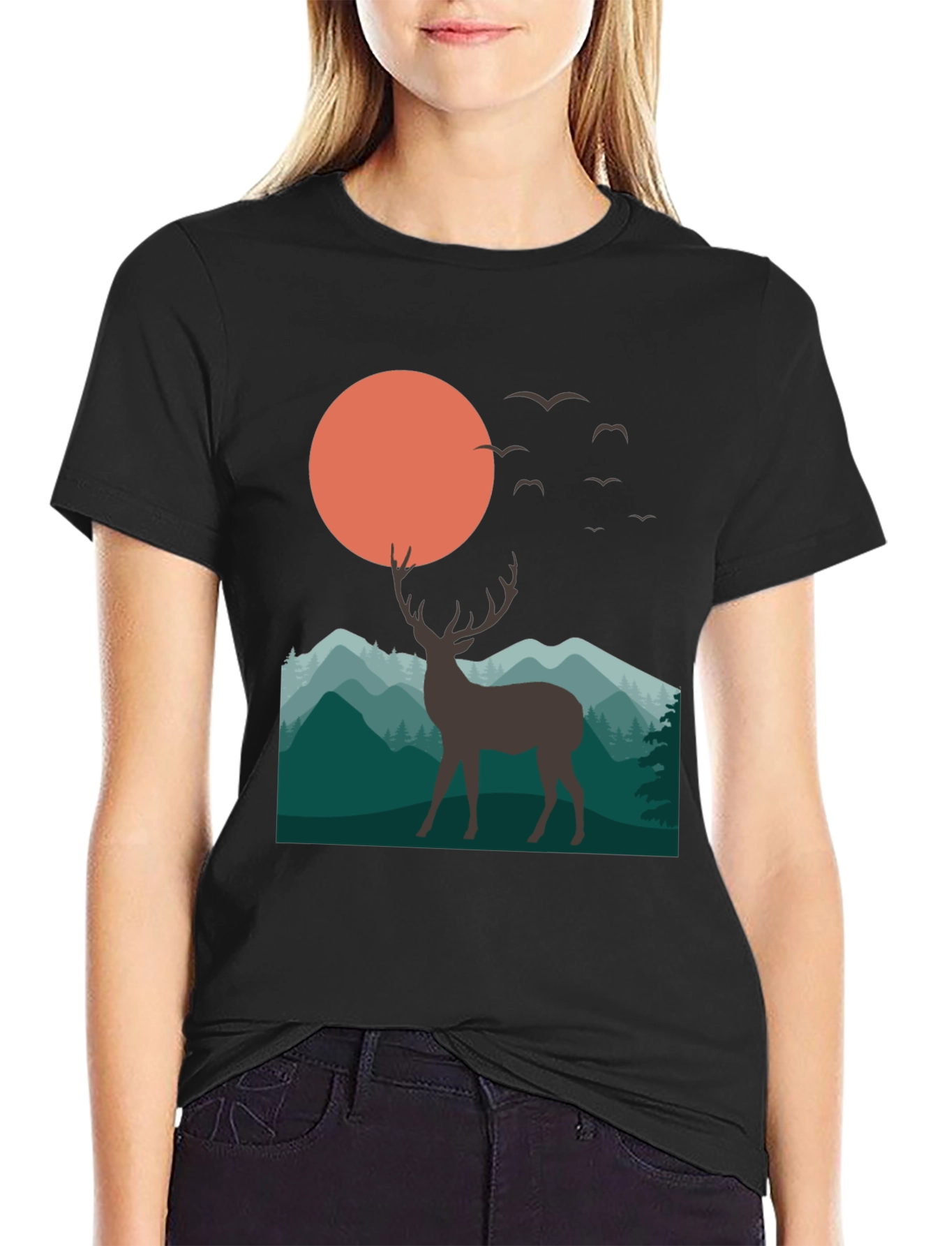 Deer Mountain Sunset Graphic T-Shirt