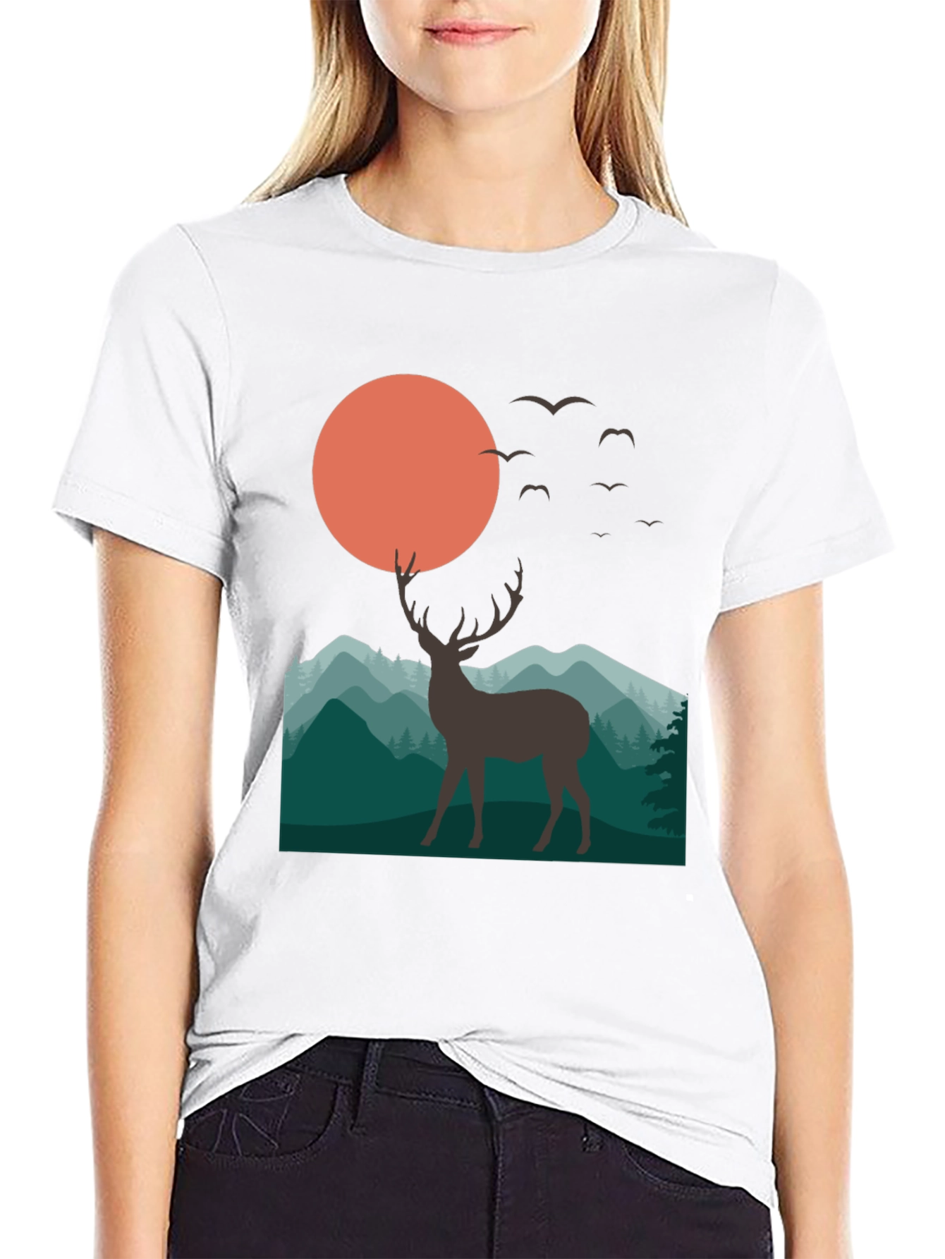 Deer Mountain Sunset Graphic T-Shirt