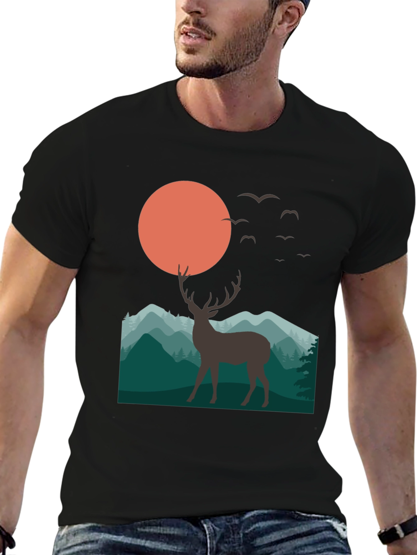 Deer Mountain Sunset Graphic T-Shirt