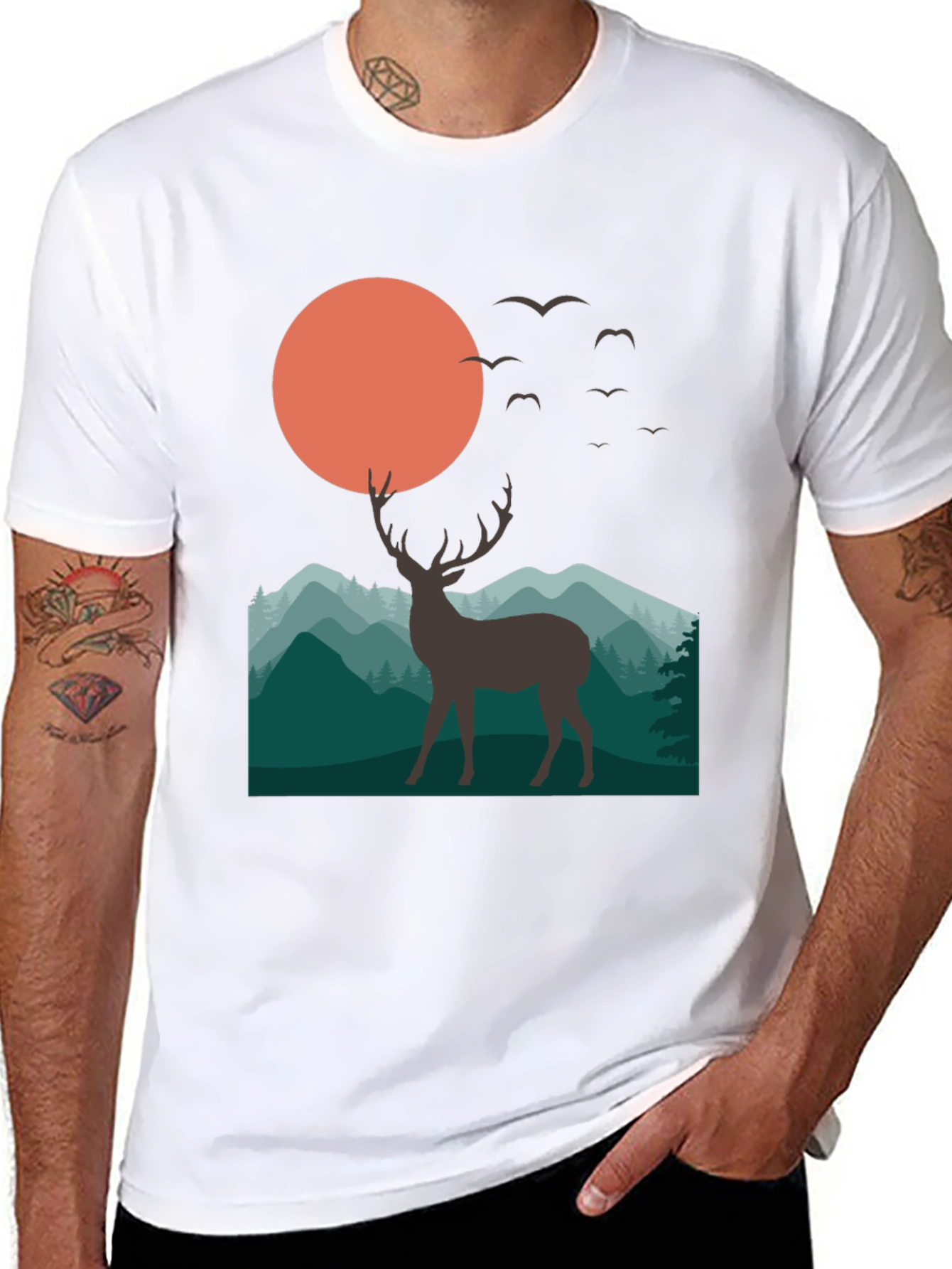 Deer Mountain Sunset Graphic T-Shirt
