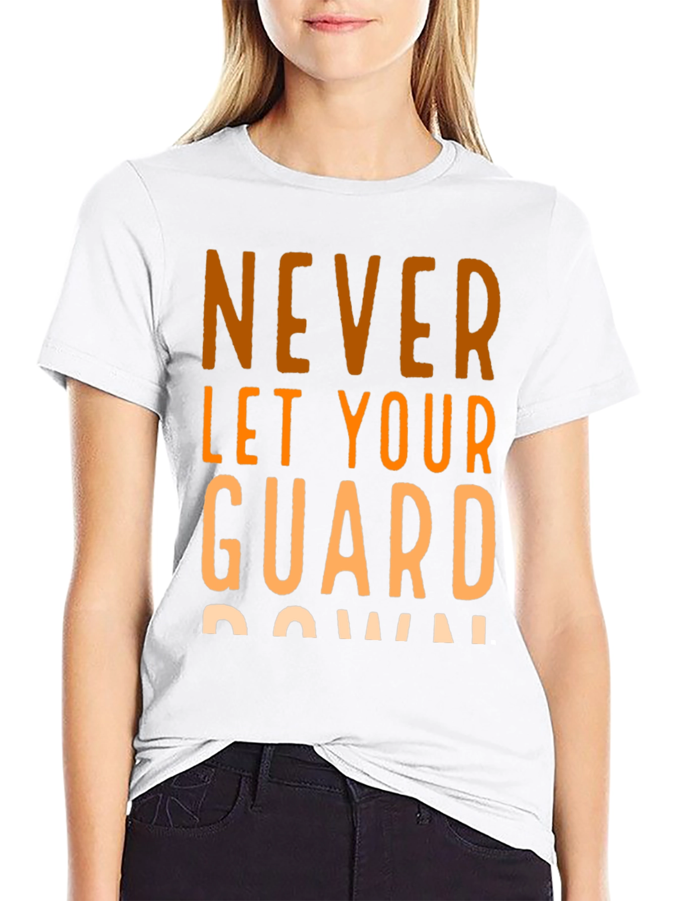 Never Let Your Guard Down Black Graphic Tee