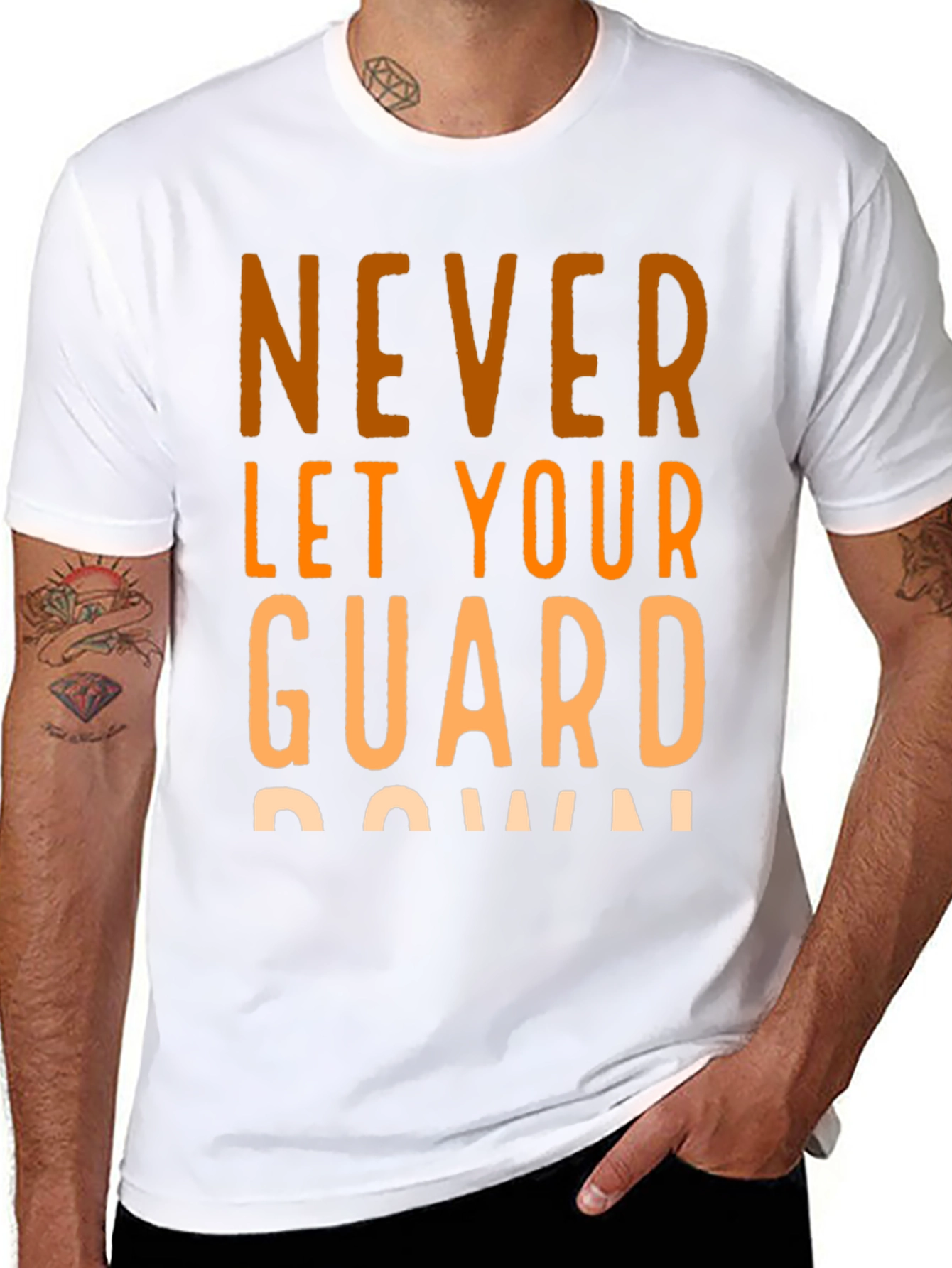 Never Let Your Guard Down Black Graphic Tee