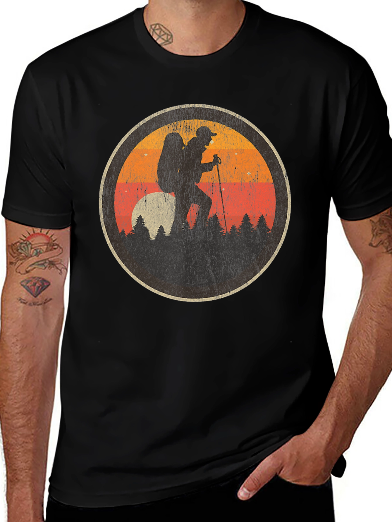 Retro Hiker Graphic Tee - Black Hiking Shirt