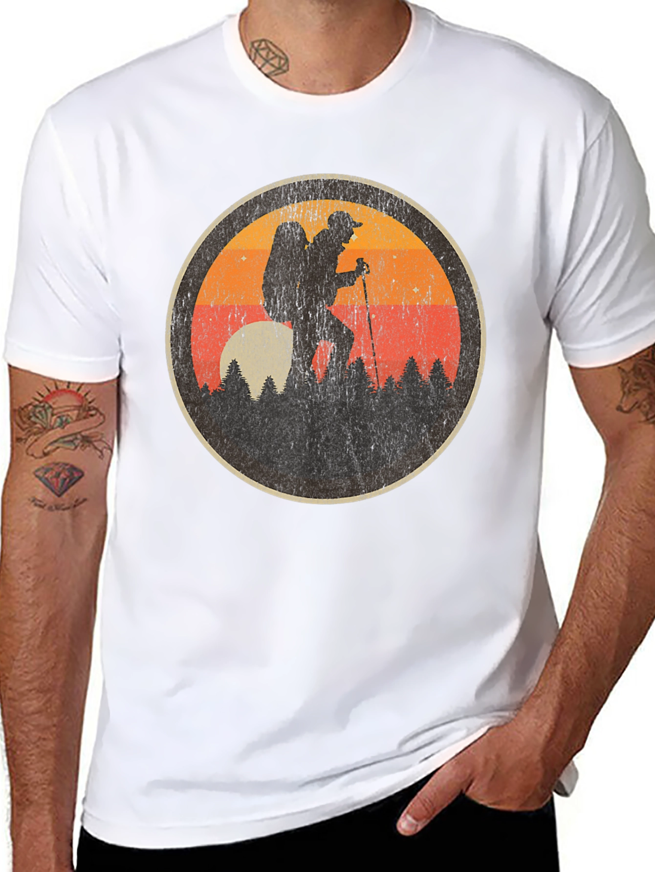 Retro Hiker Graphic Tee - Black Hiking Shirt