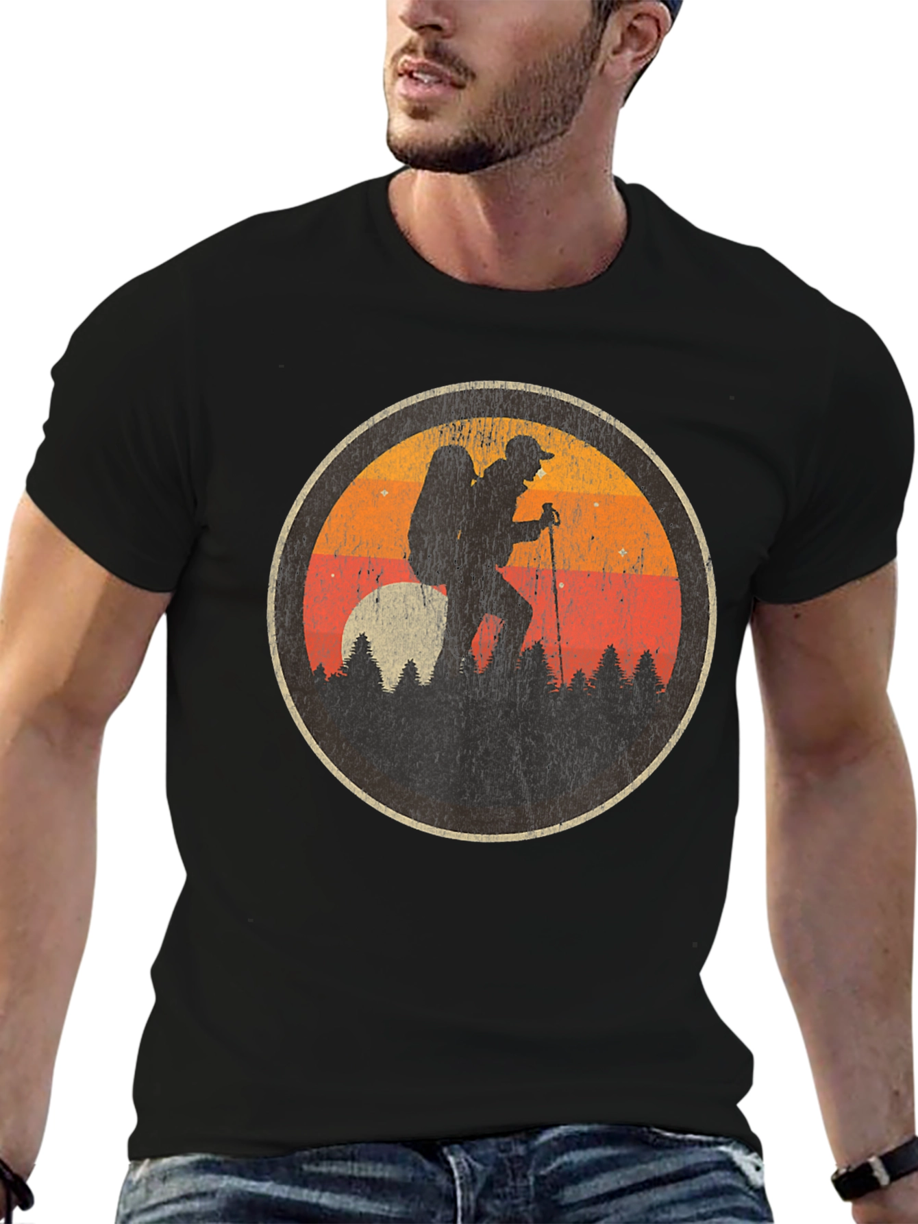 Retro Hiker Graphic Tee - Black Hiking Shirt