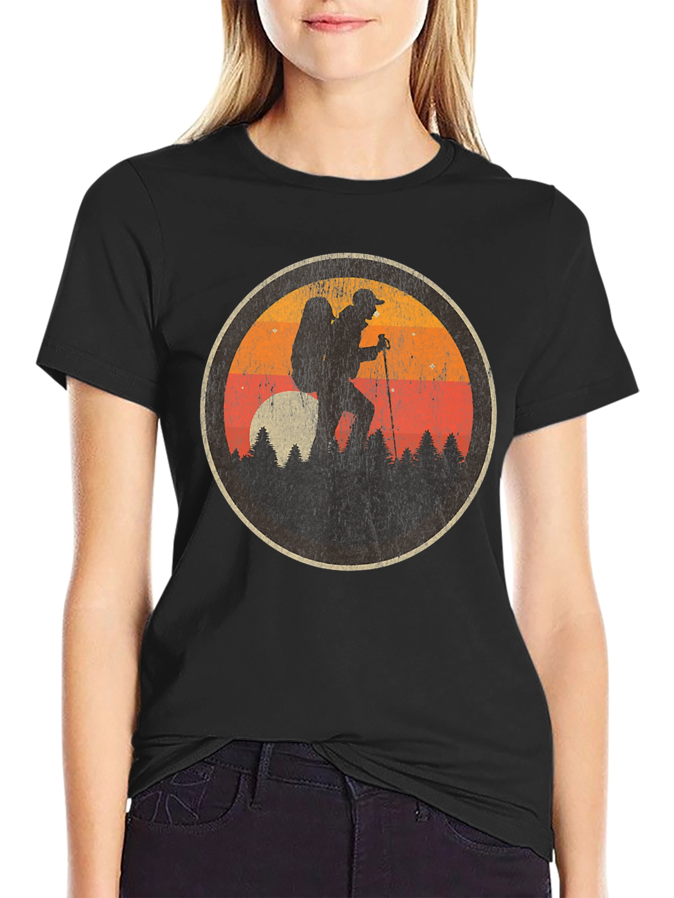 Retro Hiker Graphic Tee - Black Hiking Shirt