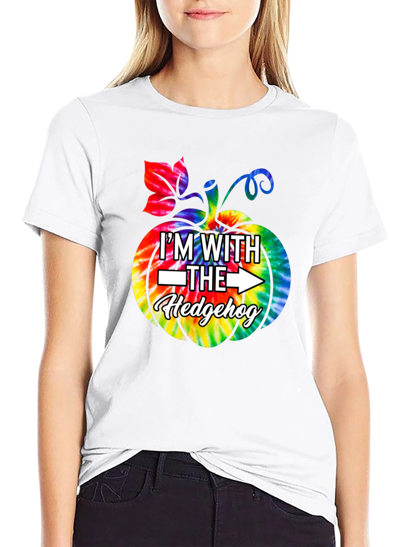 Im With The Hedgehog Tie Dye Pumpkin T-Shirt