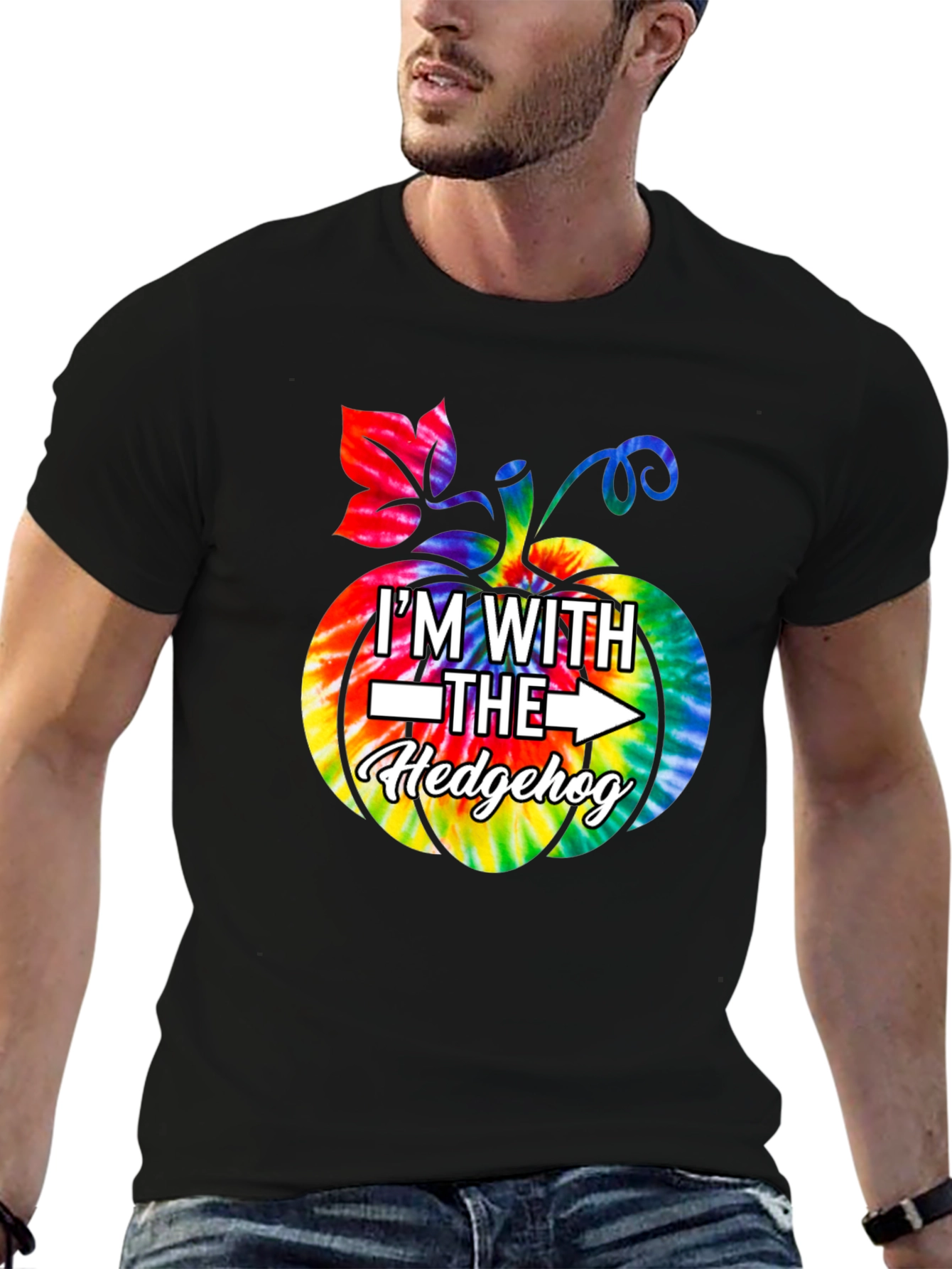 Im With The Hedgehog Tie Dye Pumpkin T-Shirt