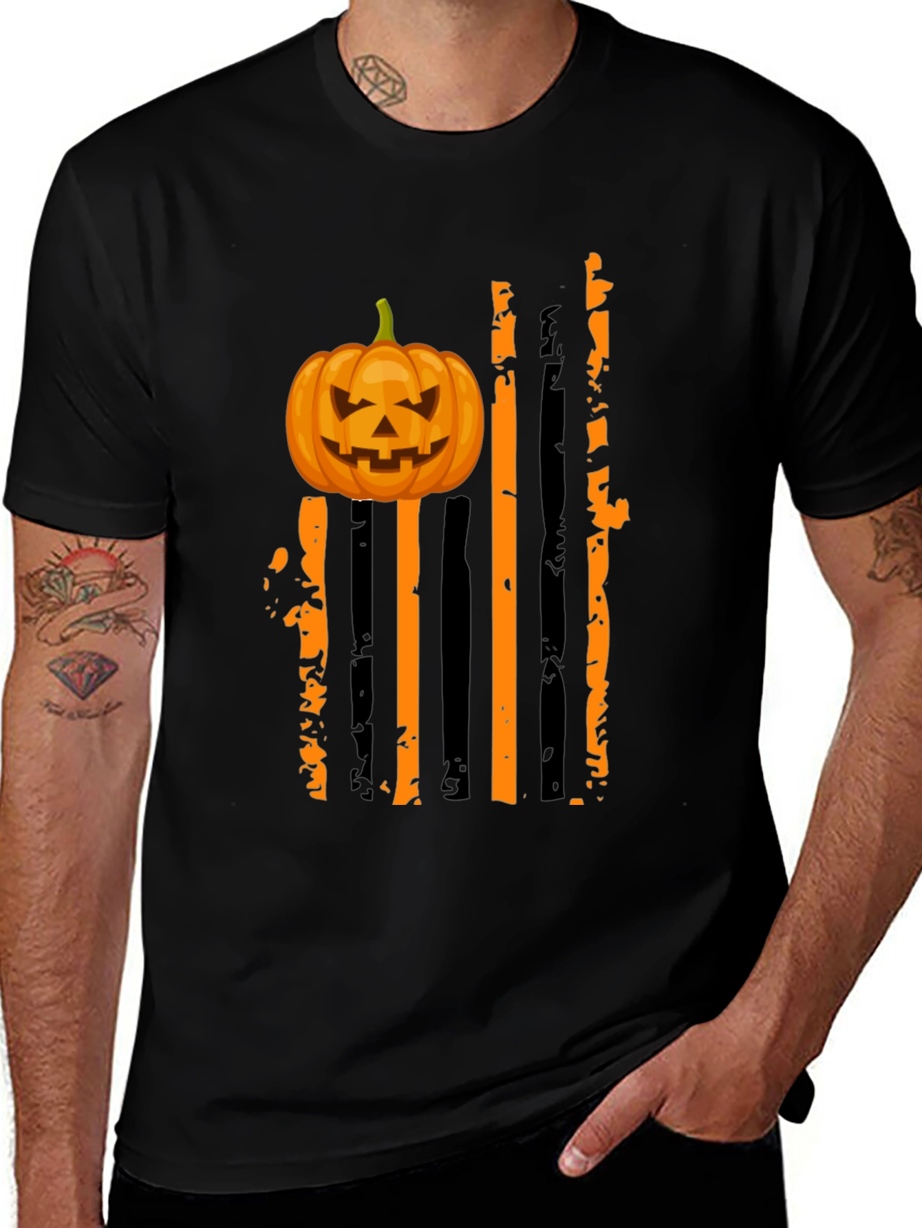 Halloween Pumpkin Striped Tee