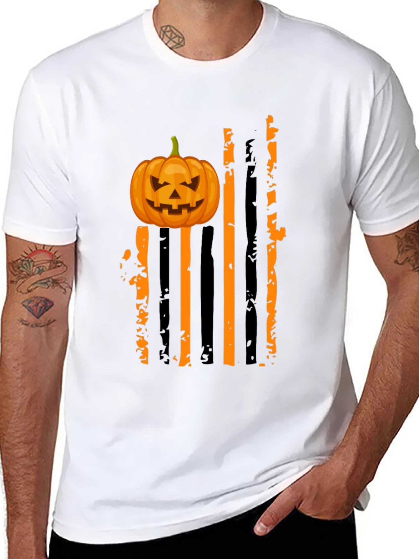 Halloween Pumpkin Striped Tee