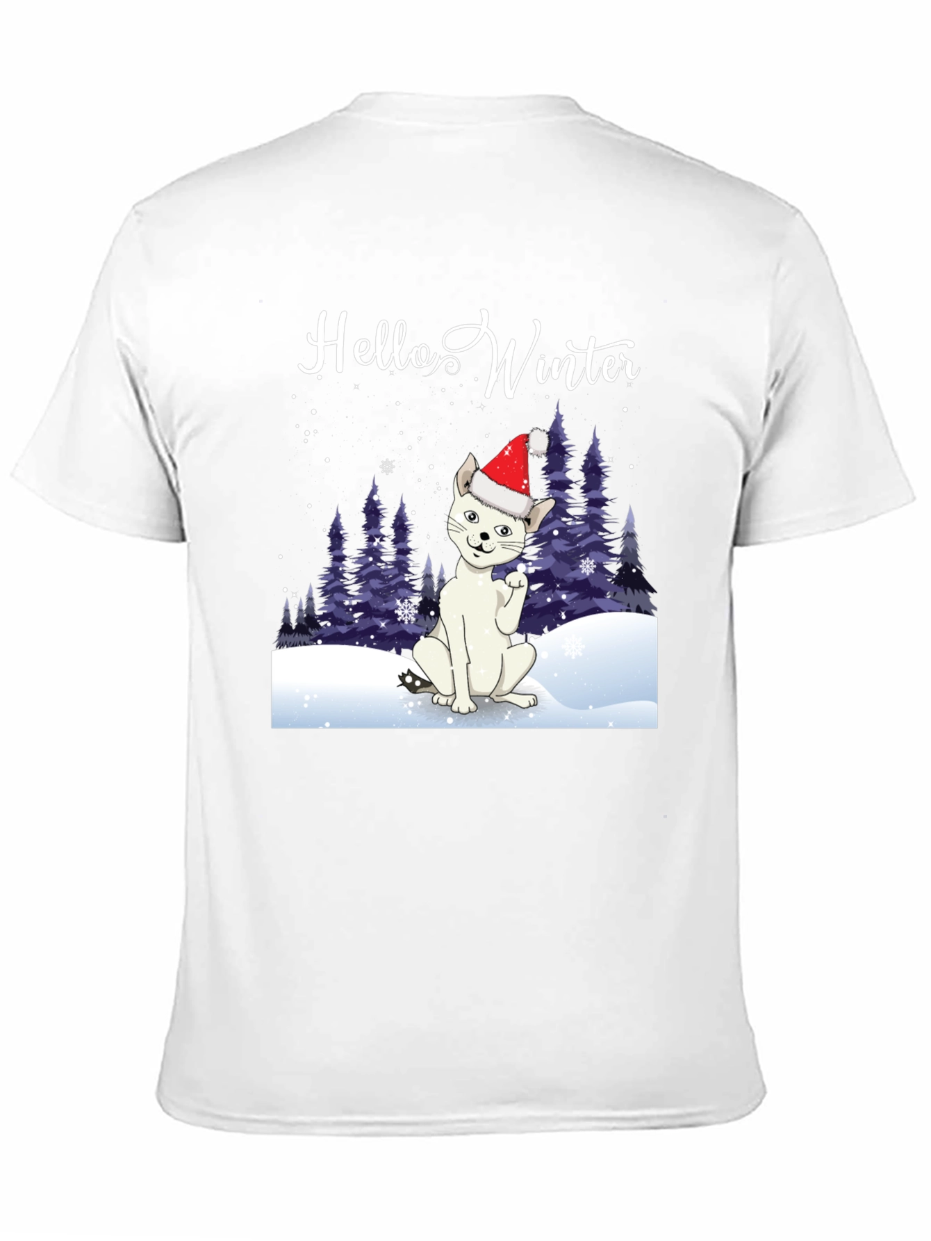 Hello Winter Cat T-Shirt - Holiday Cheer