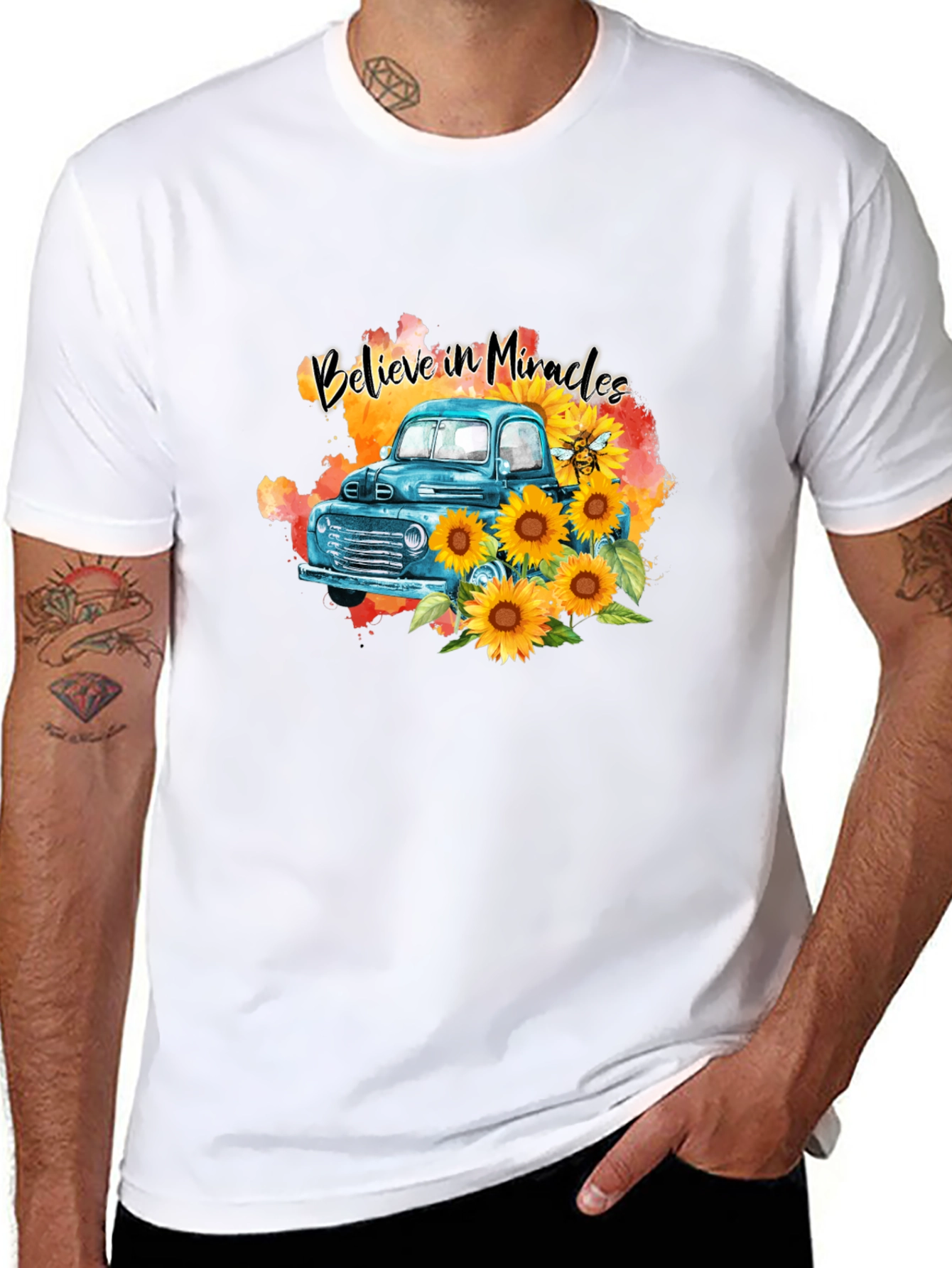 Believe in Miracles Sunflower Truck T-Shirt