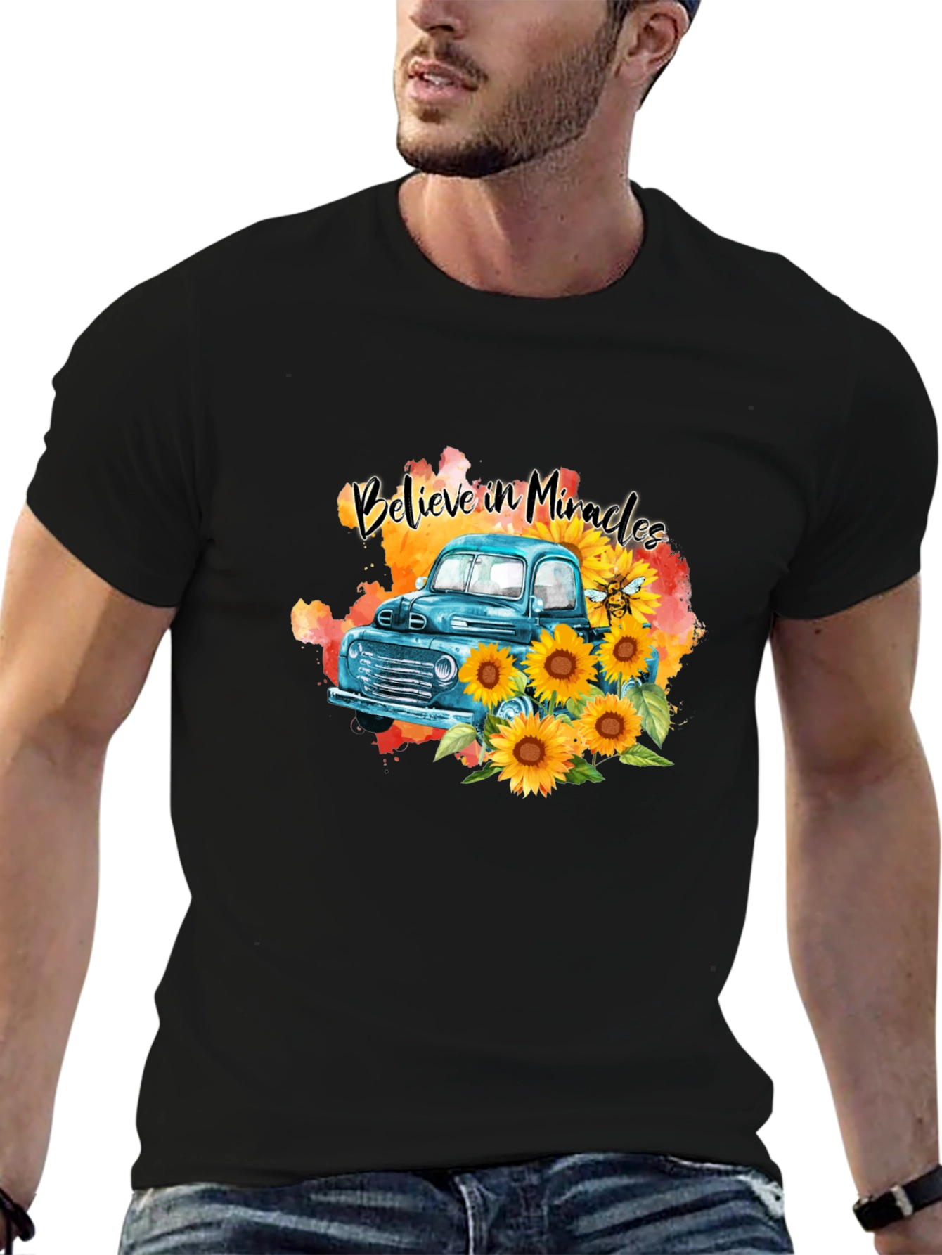 Believe in Miracles Sunflower Truck T-Shirt