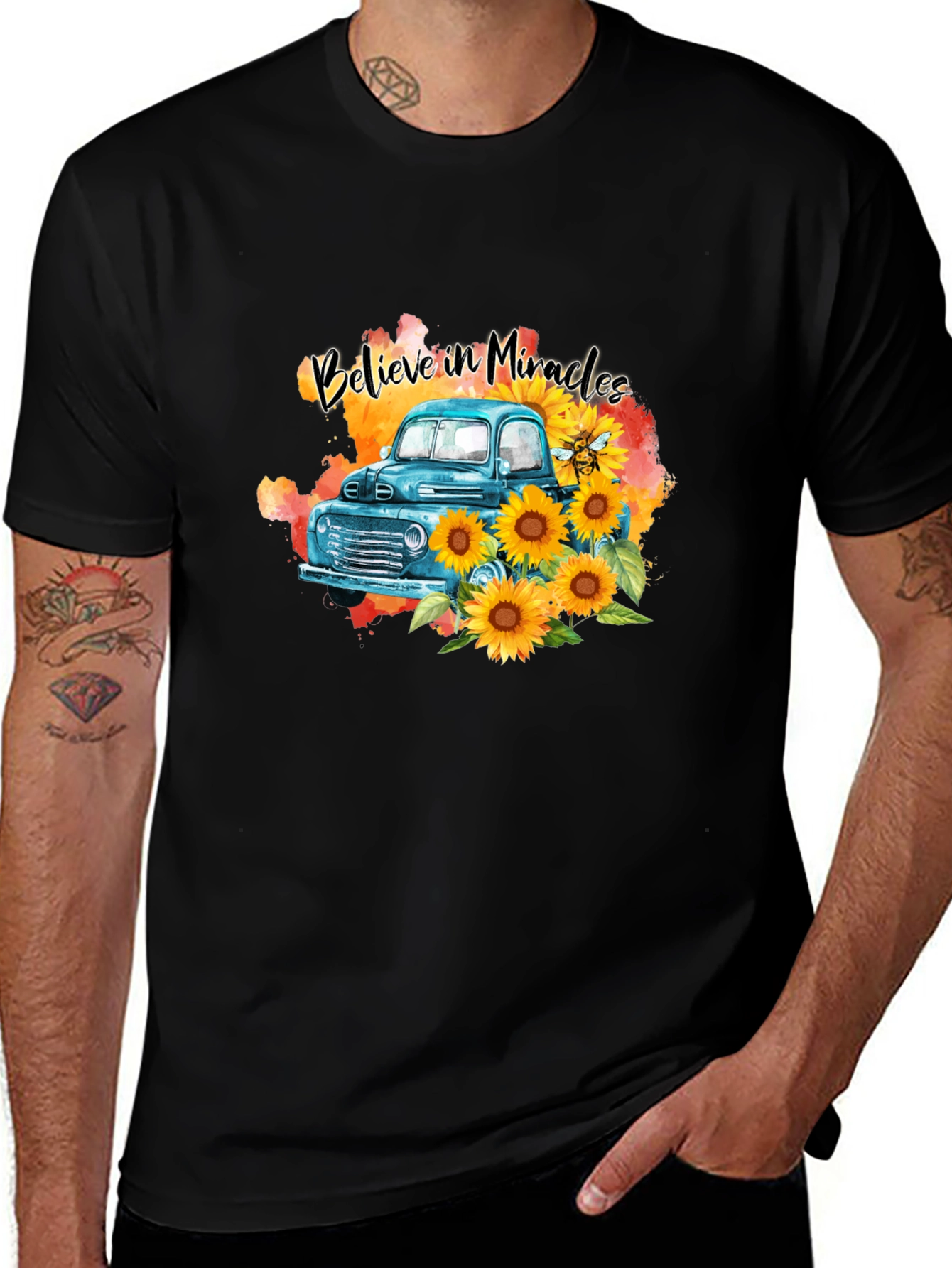 Believe in Miracles Sunflower Truck T-Shirt