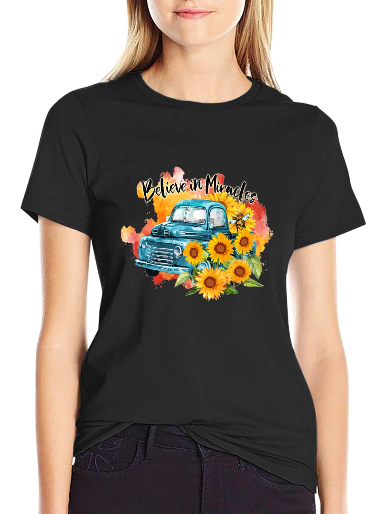 Believe in Miracles Sunflower Truck T-Shirt