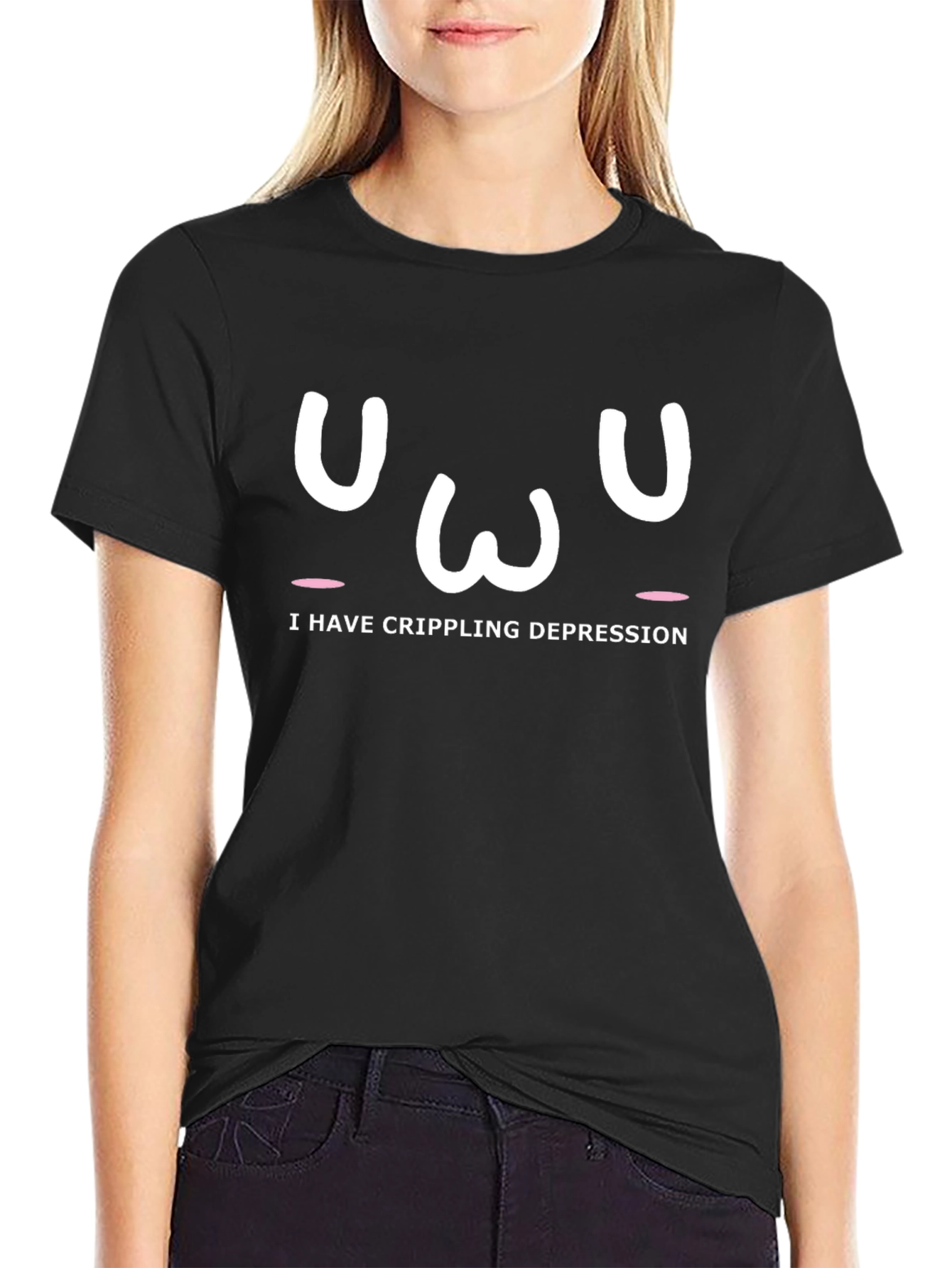 Crippling Depression Funny Graphic Black T-Shirt