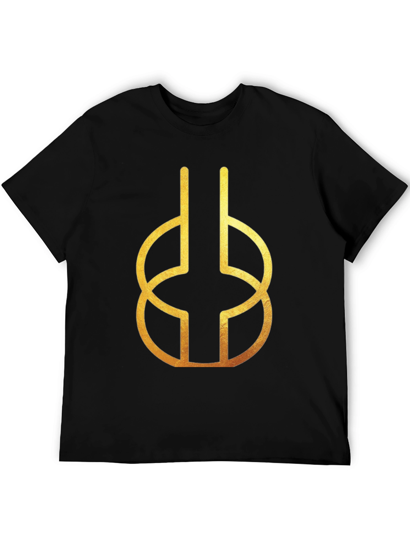 Modern Geometric Gold Design Black T-Shirt