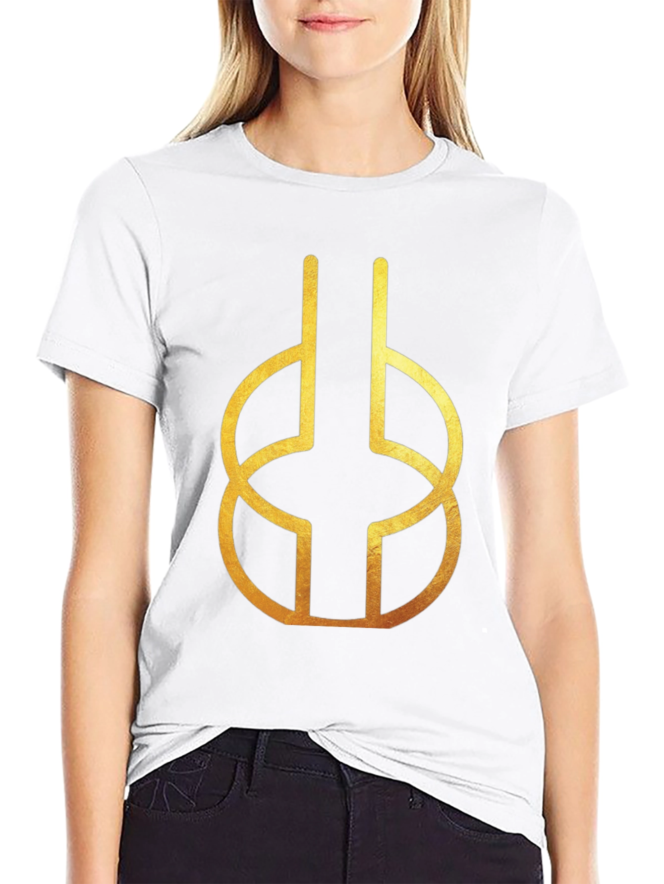 Modern Geometric Gold Design Black T-Shirt