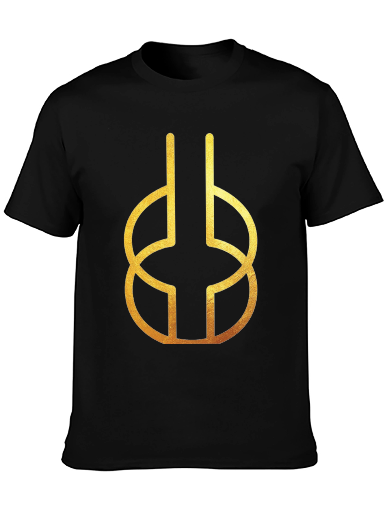 Modern Geometric Gold Design Black T-Shirt