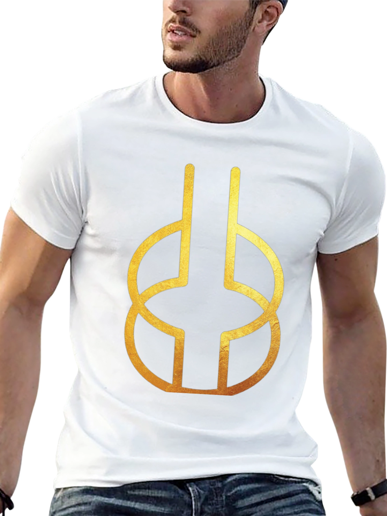 Modern Geometric Gold Design Black T-Shirt