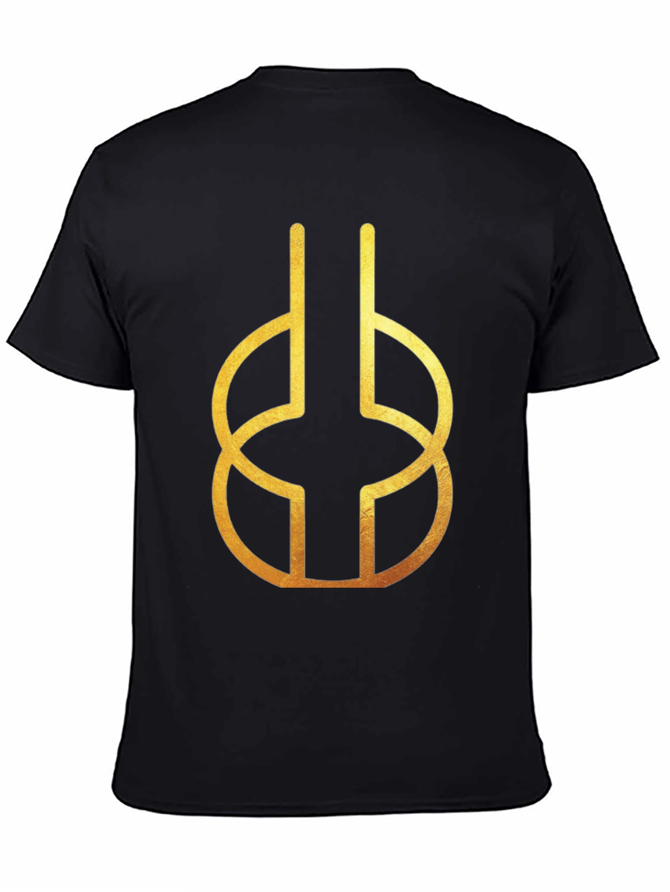 Modern Geometric Gold Design Black T-Shirt