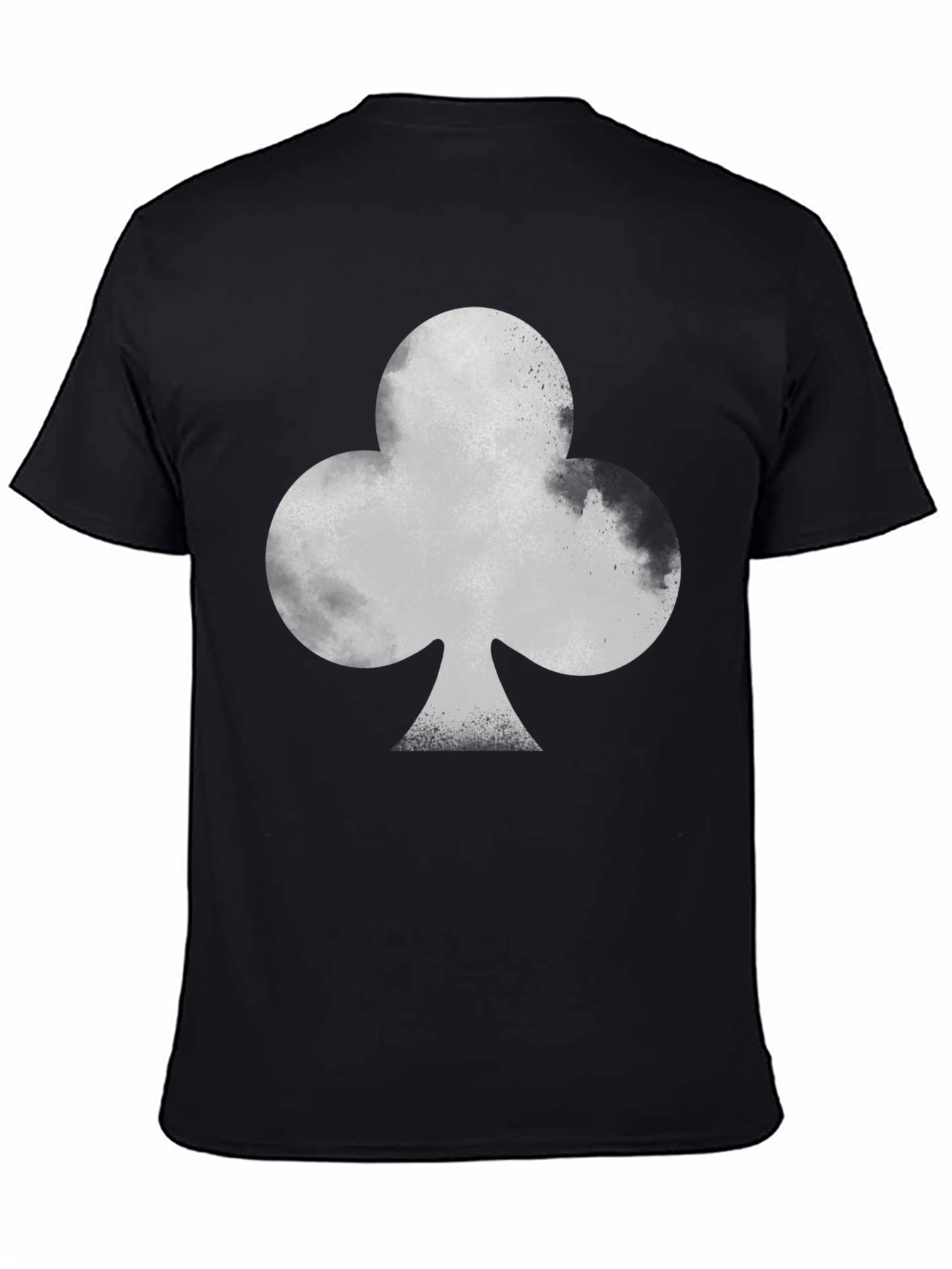 Black T-Shirt with Gray Club Card Suit Graphic