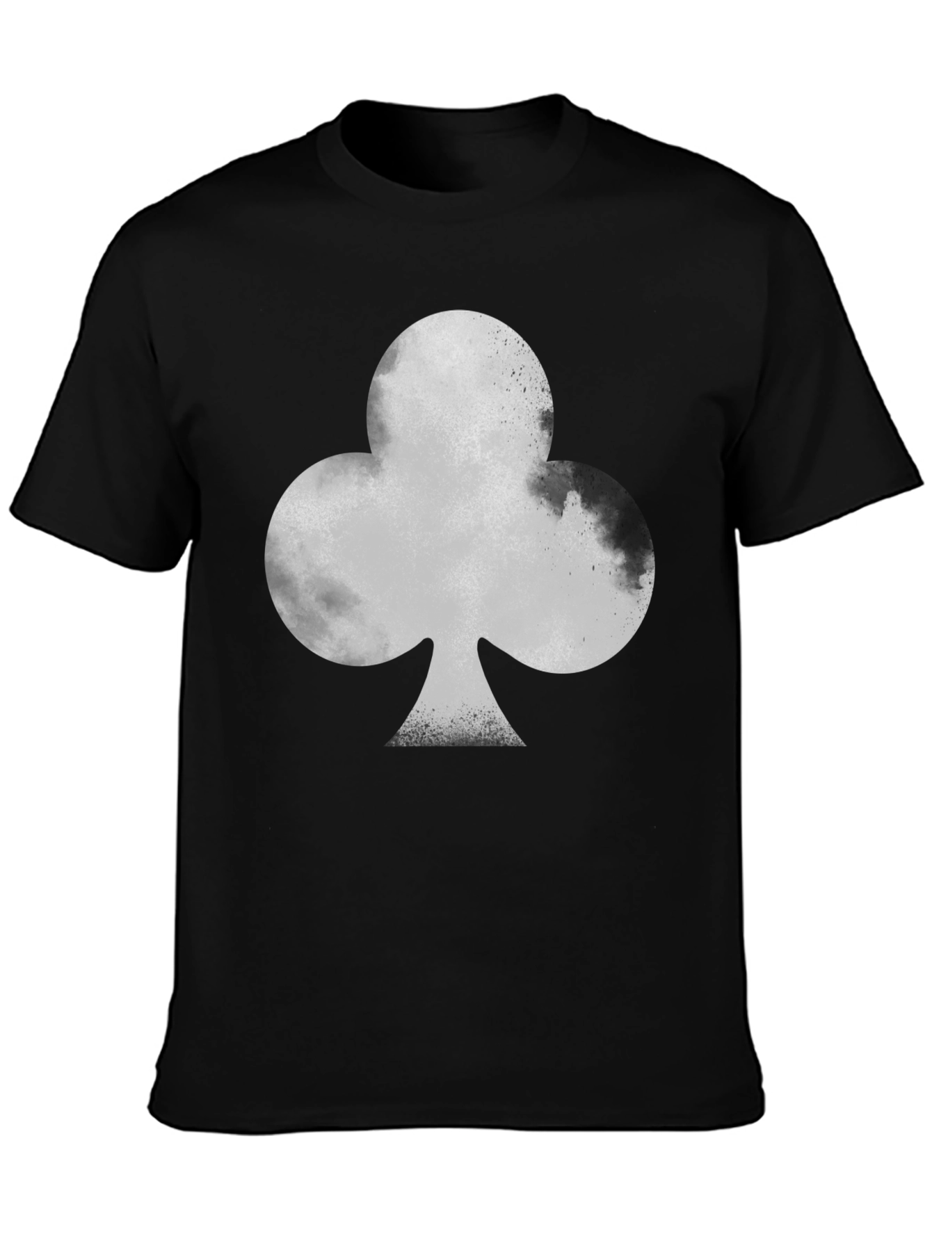 Black T-Shirt with Gray Club Card Suit Graphic