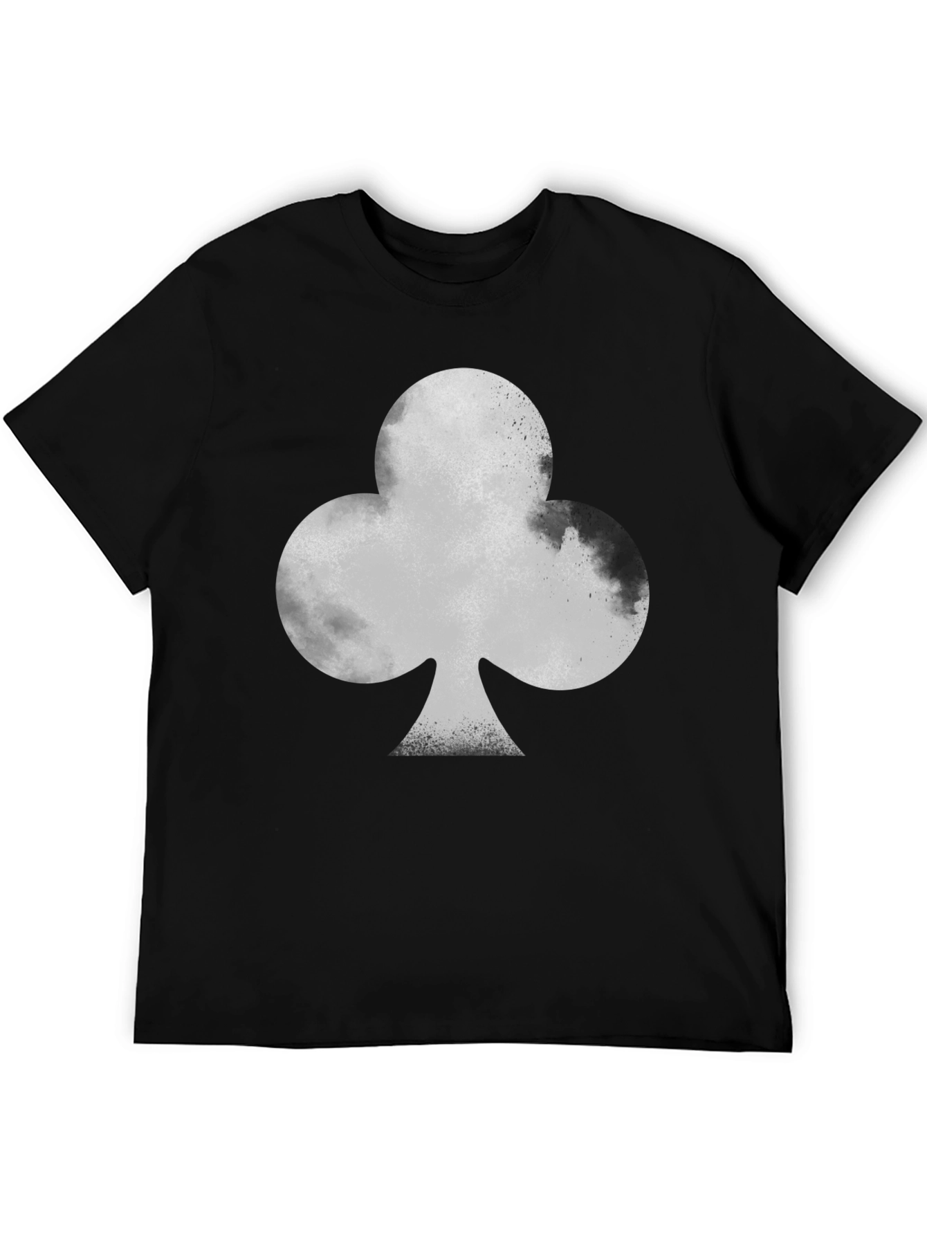 Black T-Shirt with Gray Club Card Suit Graphic