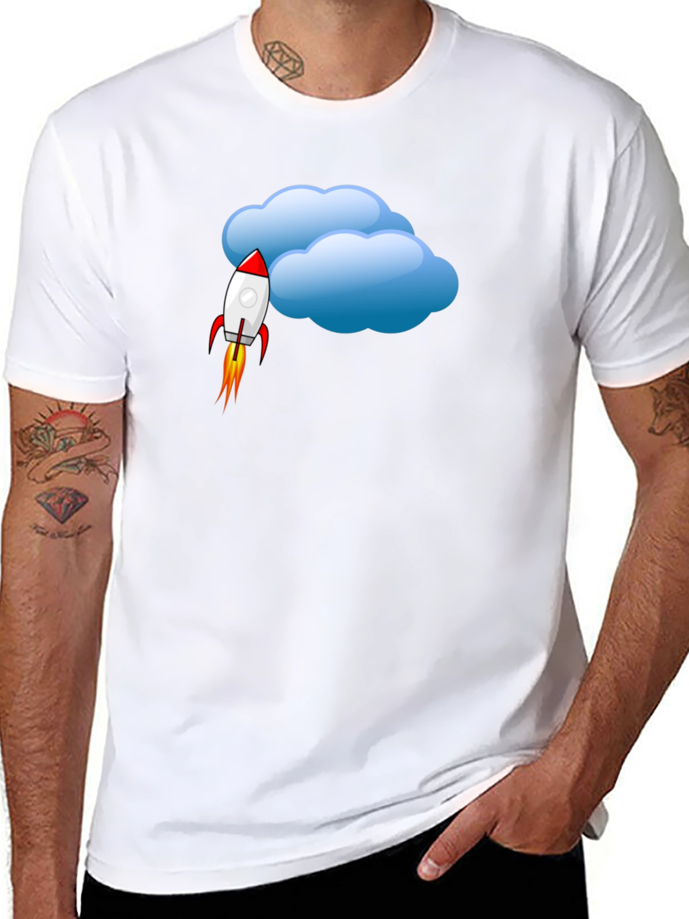 Rocket Cloud Graphic T-Shirt - Soft Cotton Blend