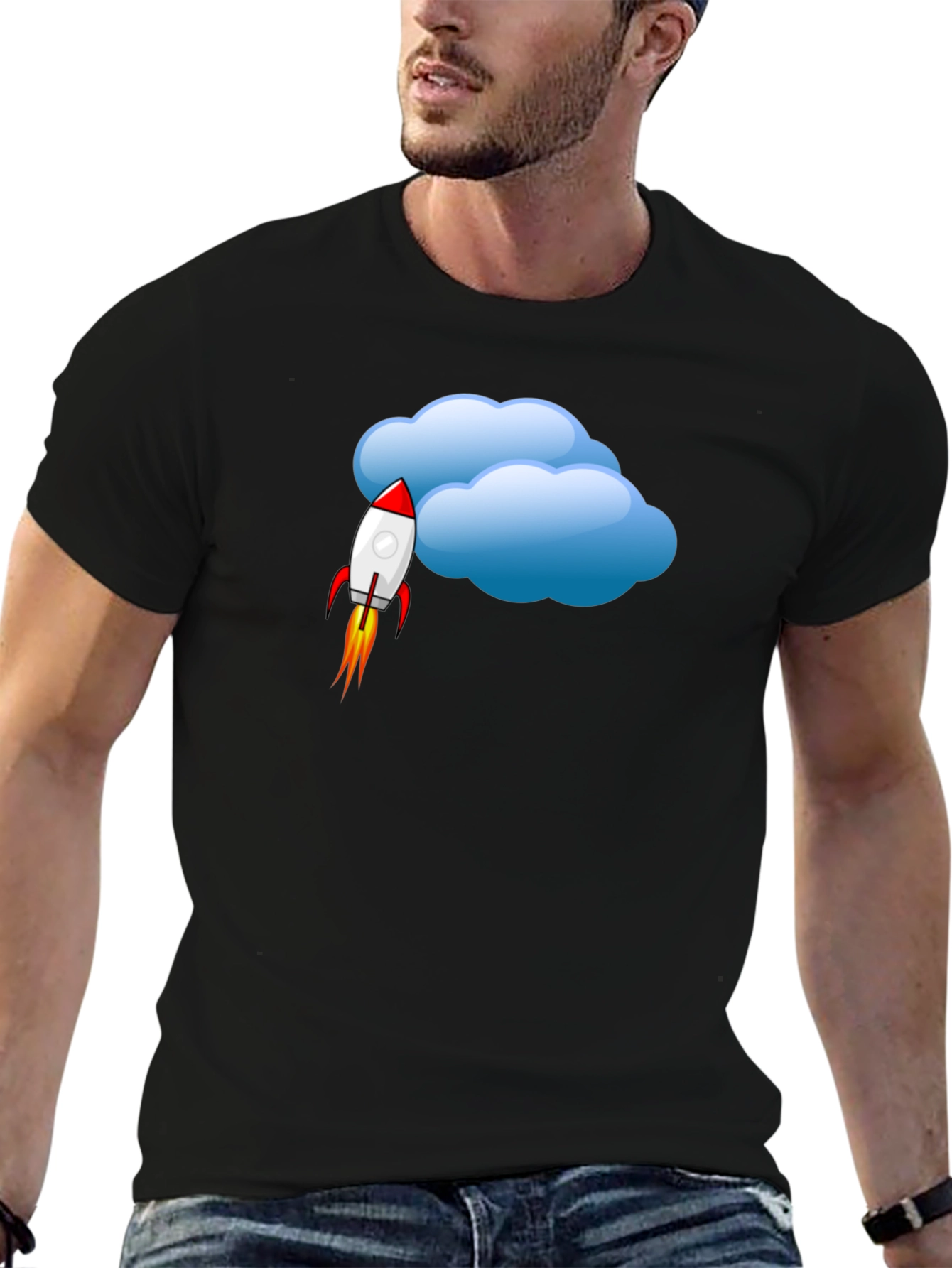 Rocket Cloud Graphic T-Shirt - Soft Cotton Blend