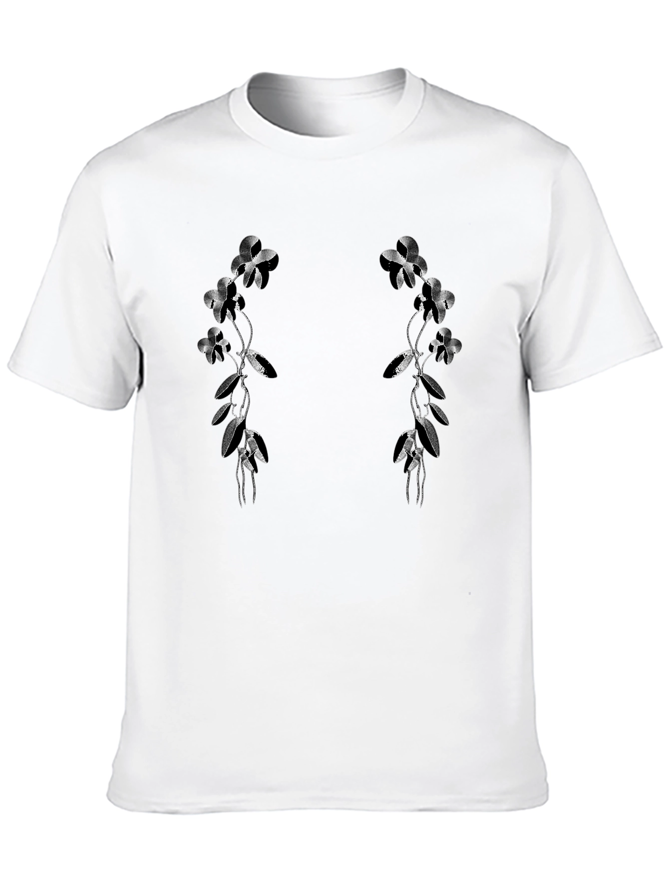 Floral Vine Graphic Black T-Shirt