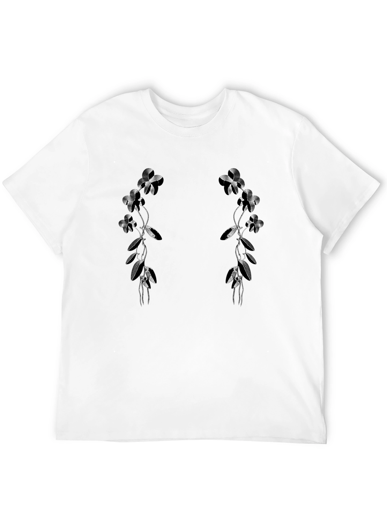 Floral Vine Graphic Black T-Shirt