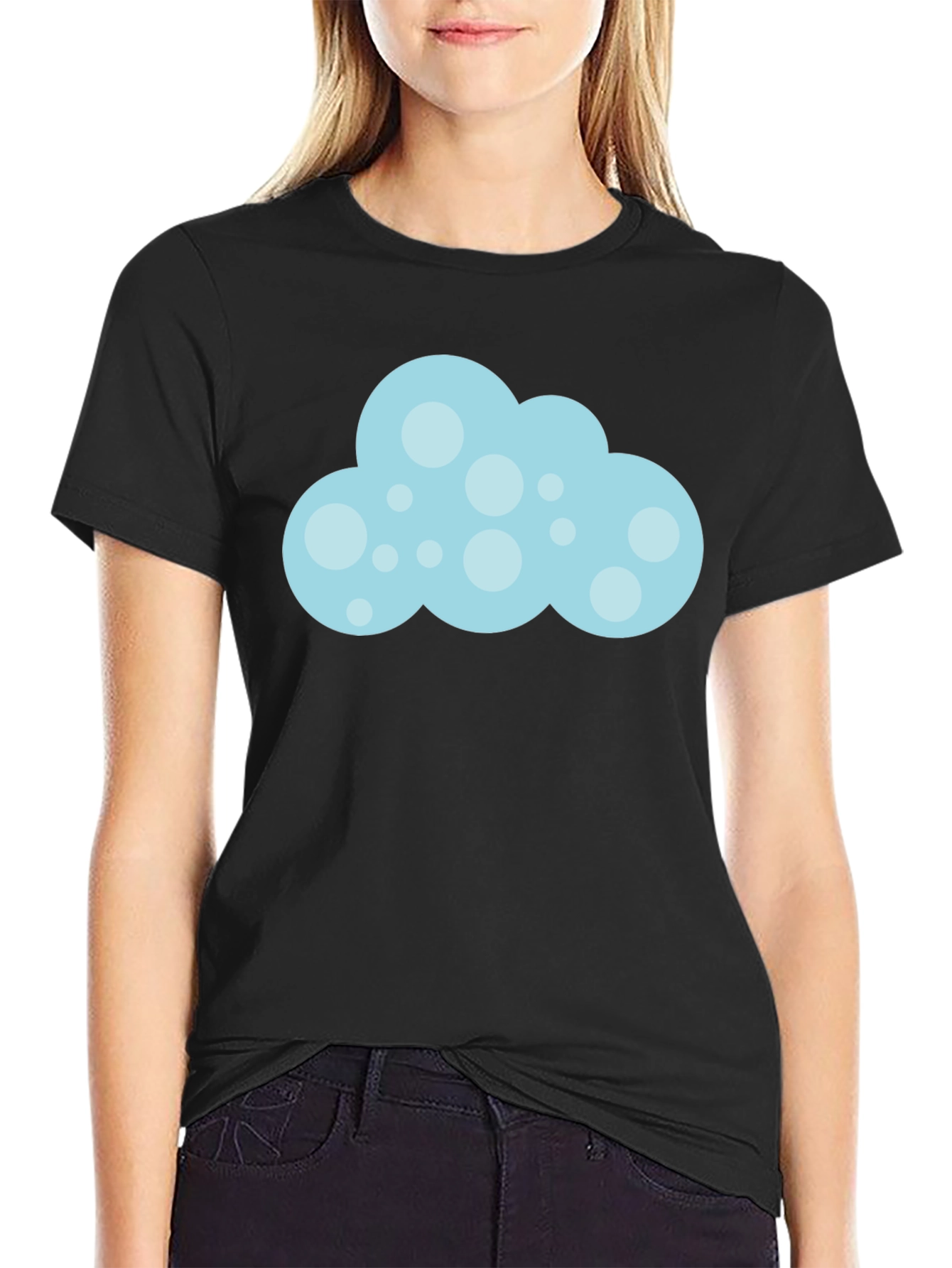 Fun Cloud Graphic Black T-Shirt