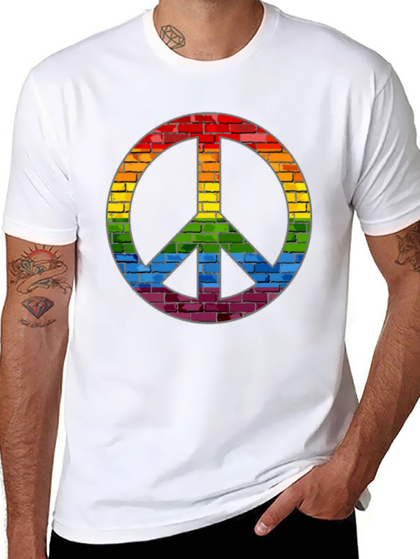 Rainbow Brick Peace Sign T-Shirt