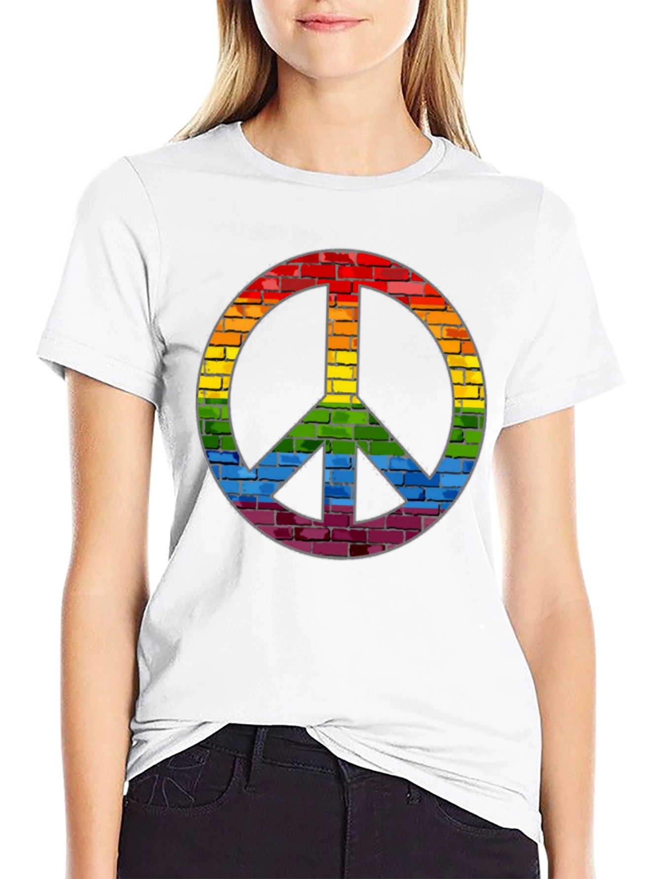 Rainbow Brick Peace Sign T-Shirt