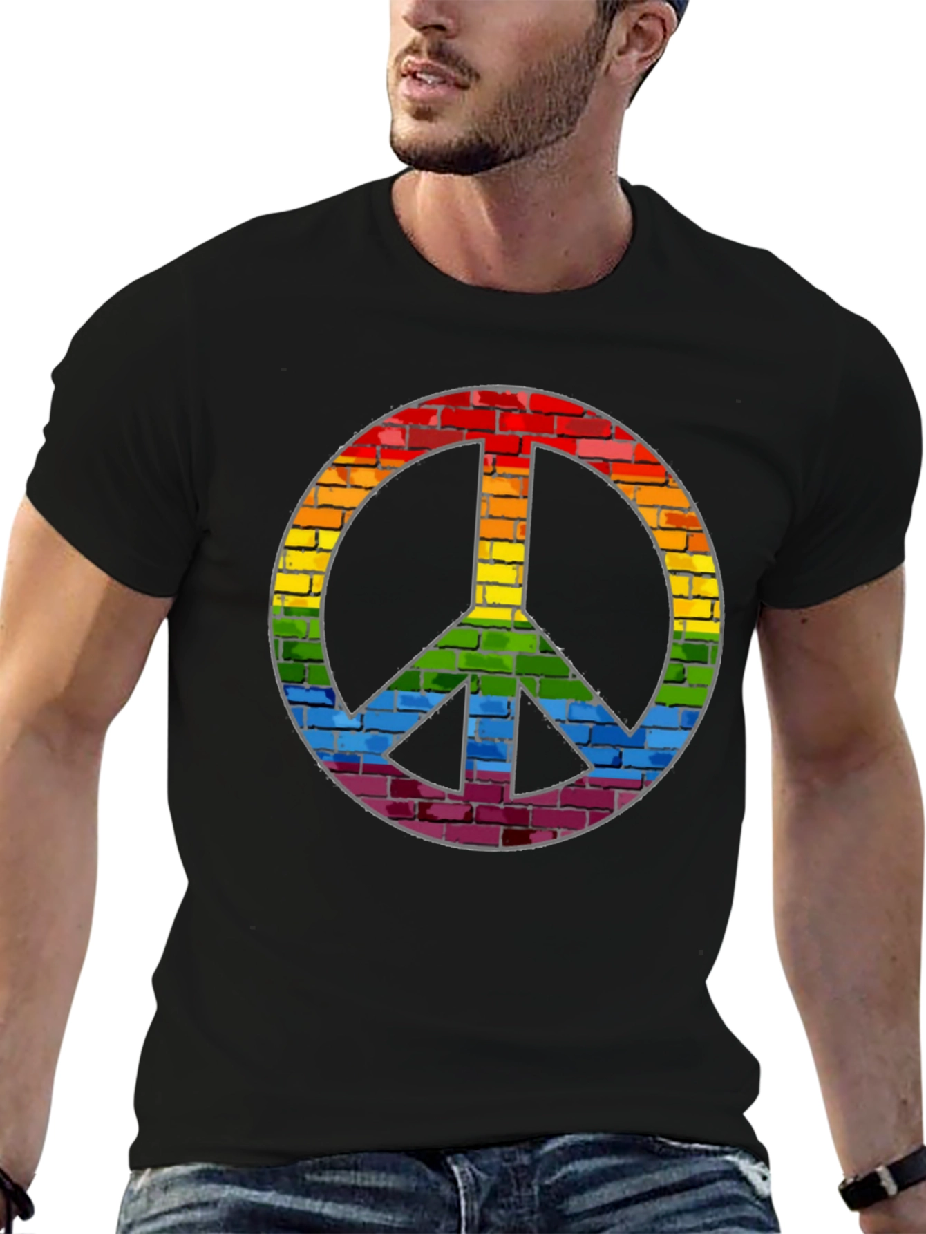 Rainbow Brick Peace Sign T-Shirt