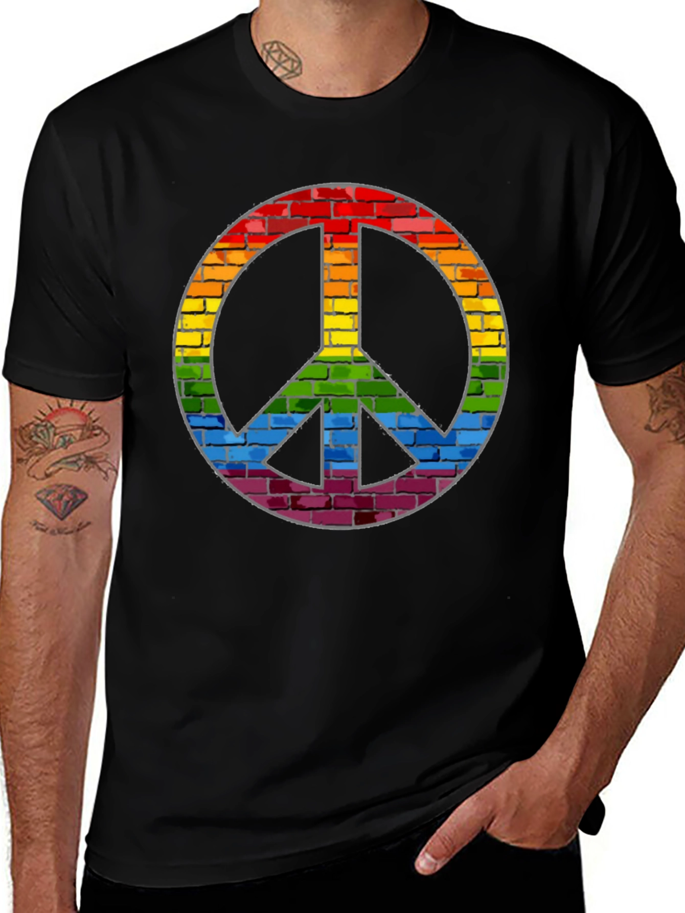 Rainbow Brick Peace Sign T-Shirt