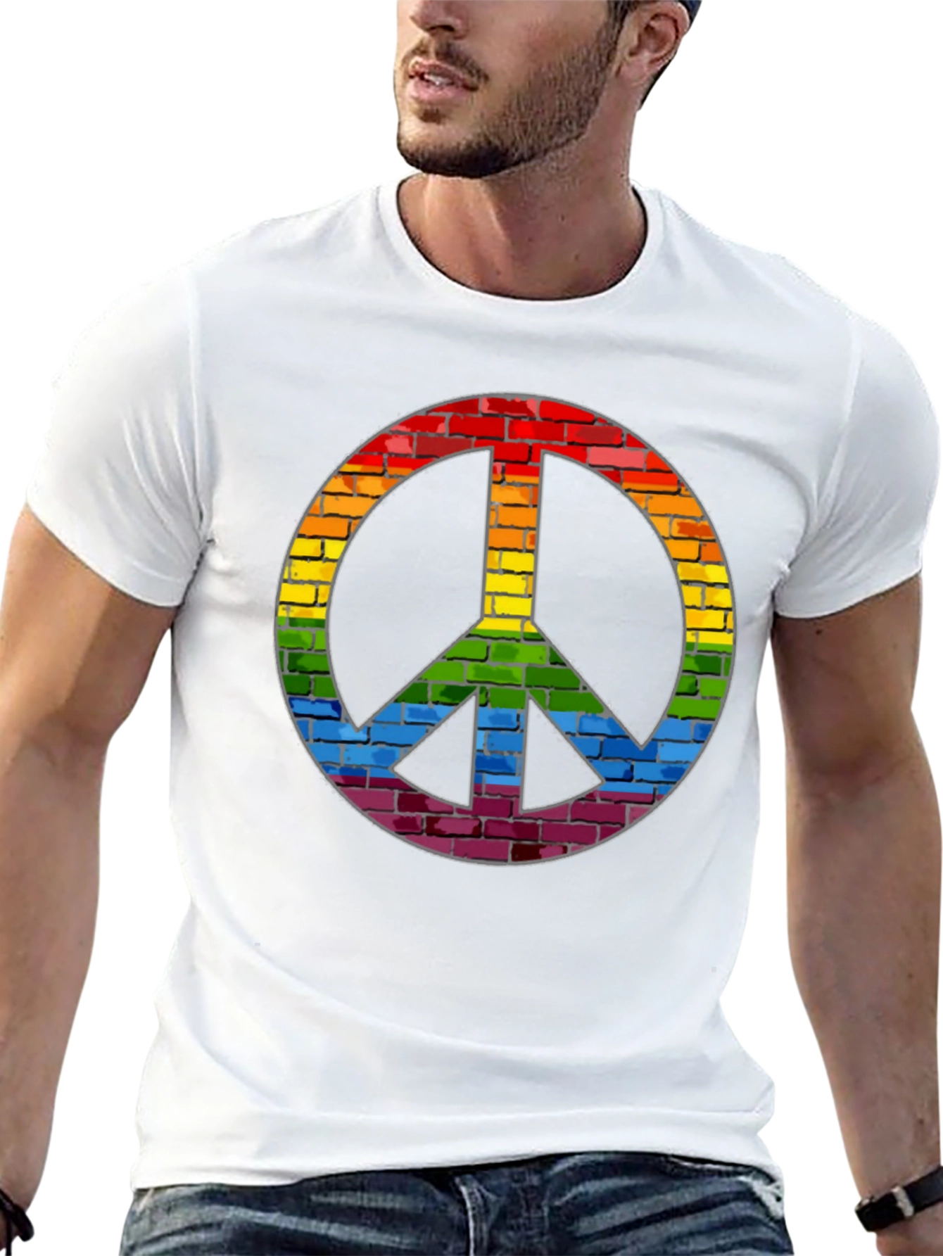Rainbow Brick Peace Sign T-Shirt