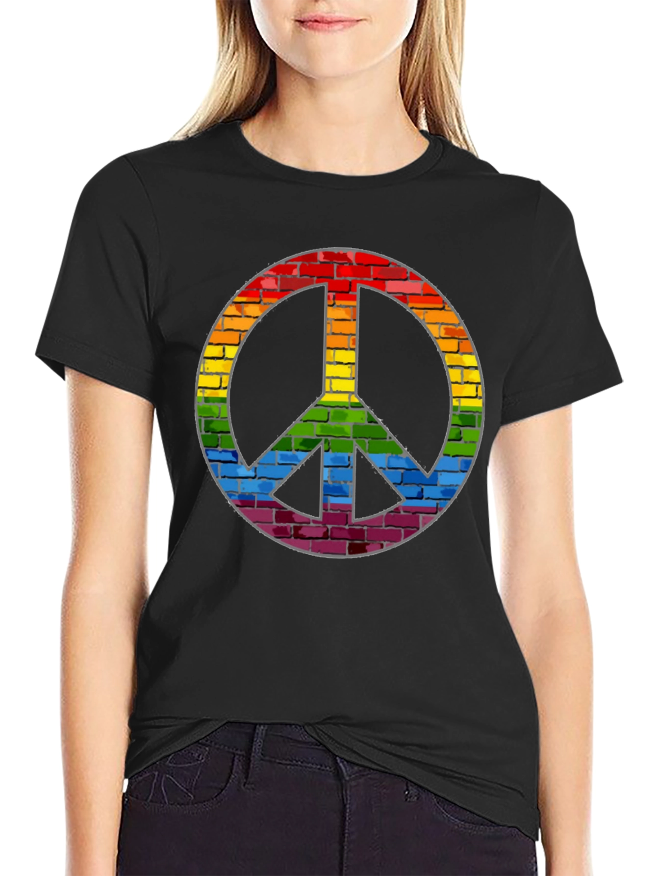 Rainbow Brick Peace Sign T-Shirt